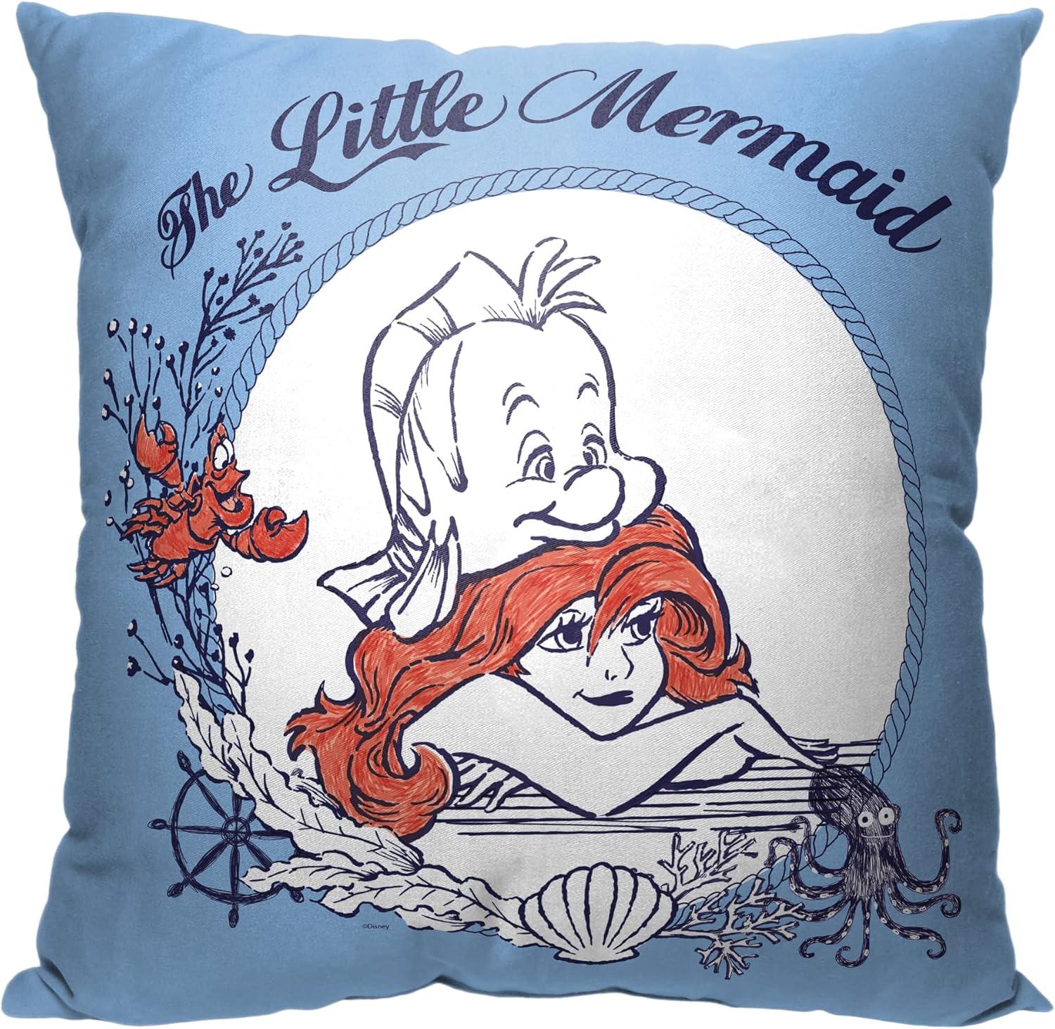 Disney Little Mermaid Classic Nautical Dreams Printed Throw Pillow