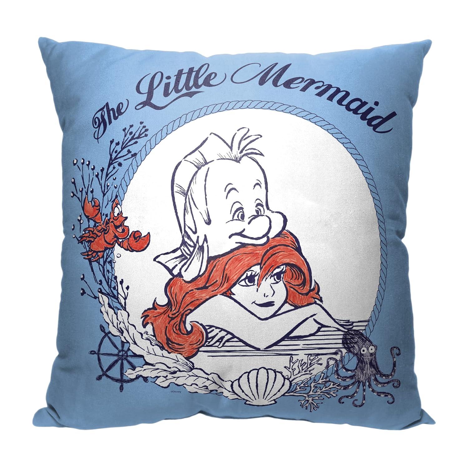 Disney Little Mermaid Classic Nautical Dreams Printed Throw Pillow