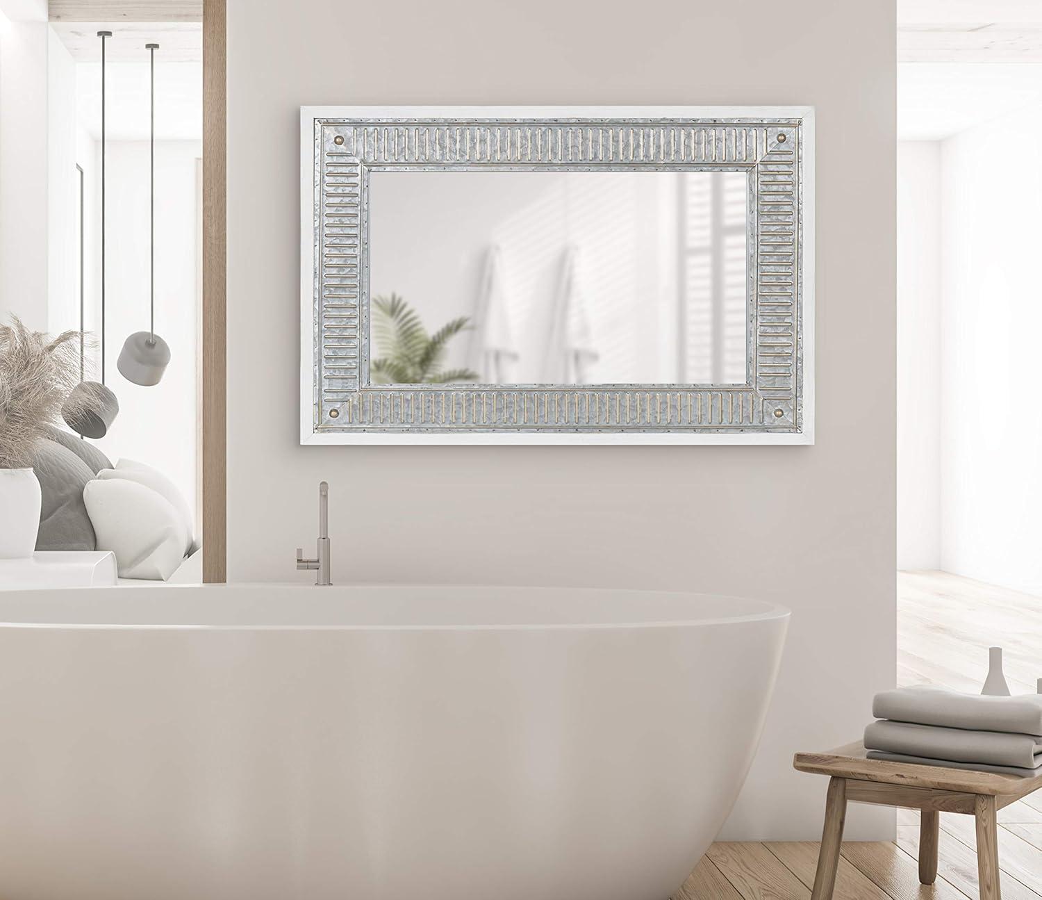 20" x 29.7" Deely Rectangle Wall Mirror White - Kate & Laurel All Things Decor: Modern Style, No Assembly, Wood Frame