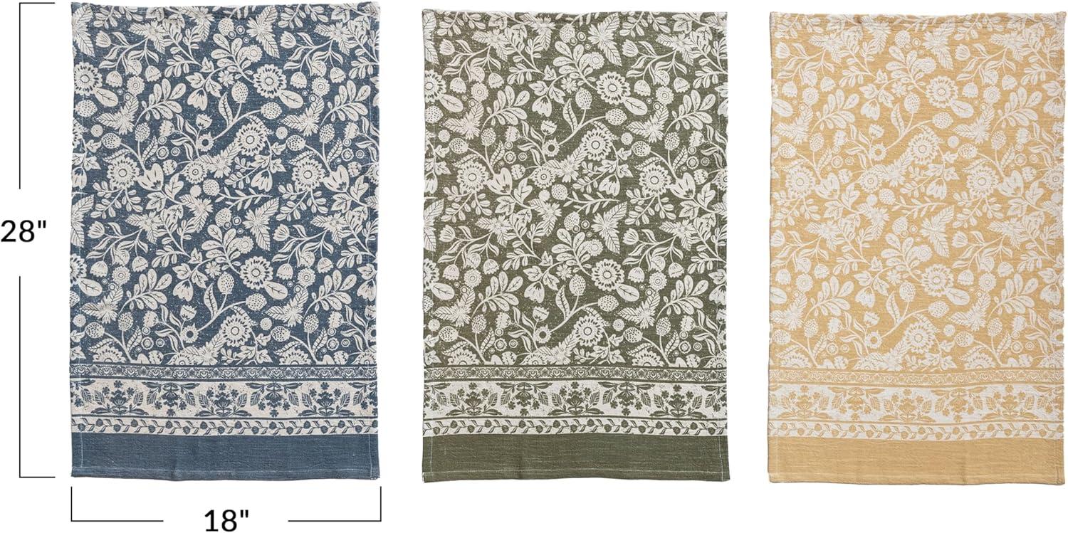 Creative Co-Op Blossom Cotton Tea Towel, Multicolor, Set of 3