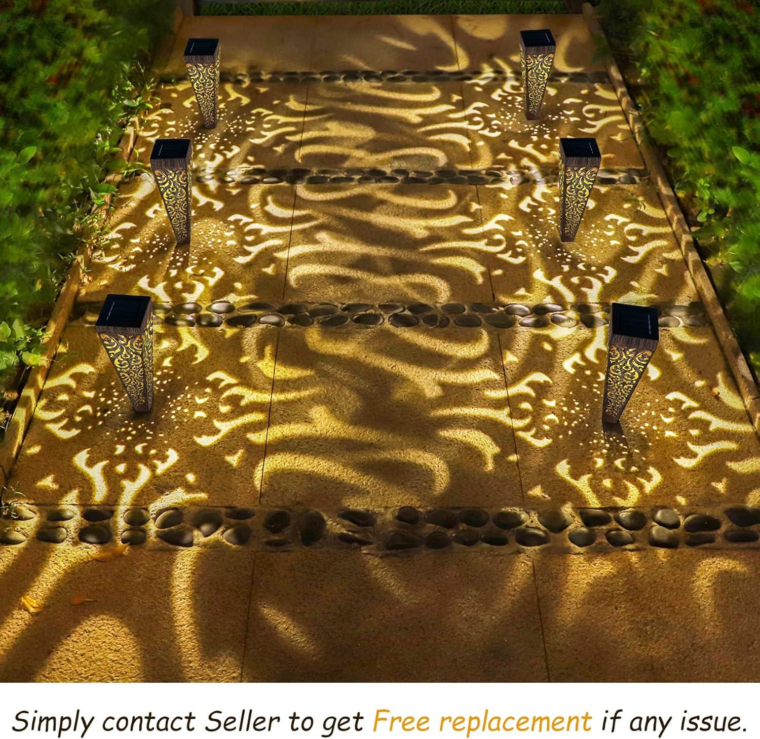 6Pcs Solar Pathway Garden Lights Outdoor Decorative Stakes, Waterproof LED Landscape Lighting for Lawn, Walkway, Patio, Yard (8 Lumens)