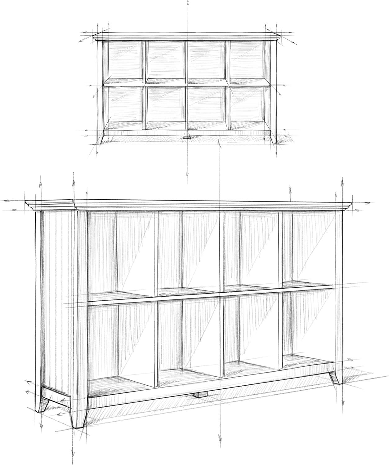 Simpli Home Acadian 8 Cube Storage Sofa Table in White