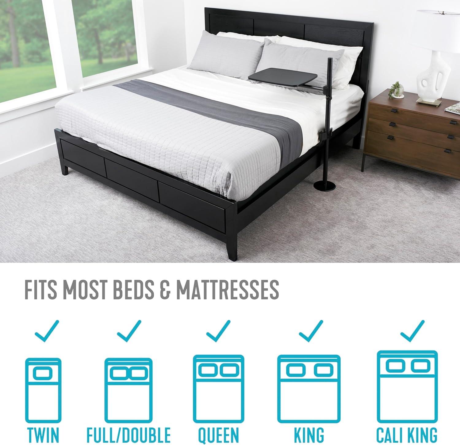 Able Life Universal Overbed Table, Adjustable Bedside Swivel Tray & Laptop Desk, Black