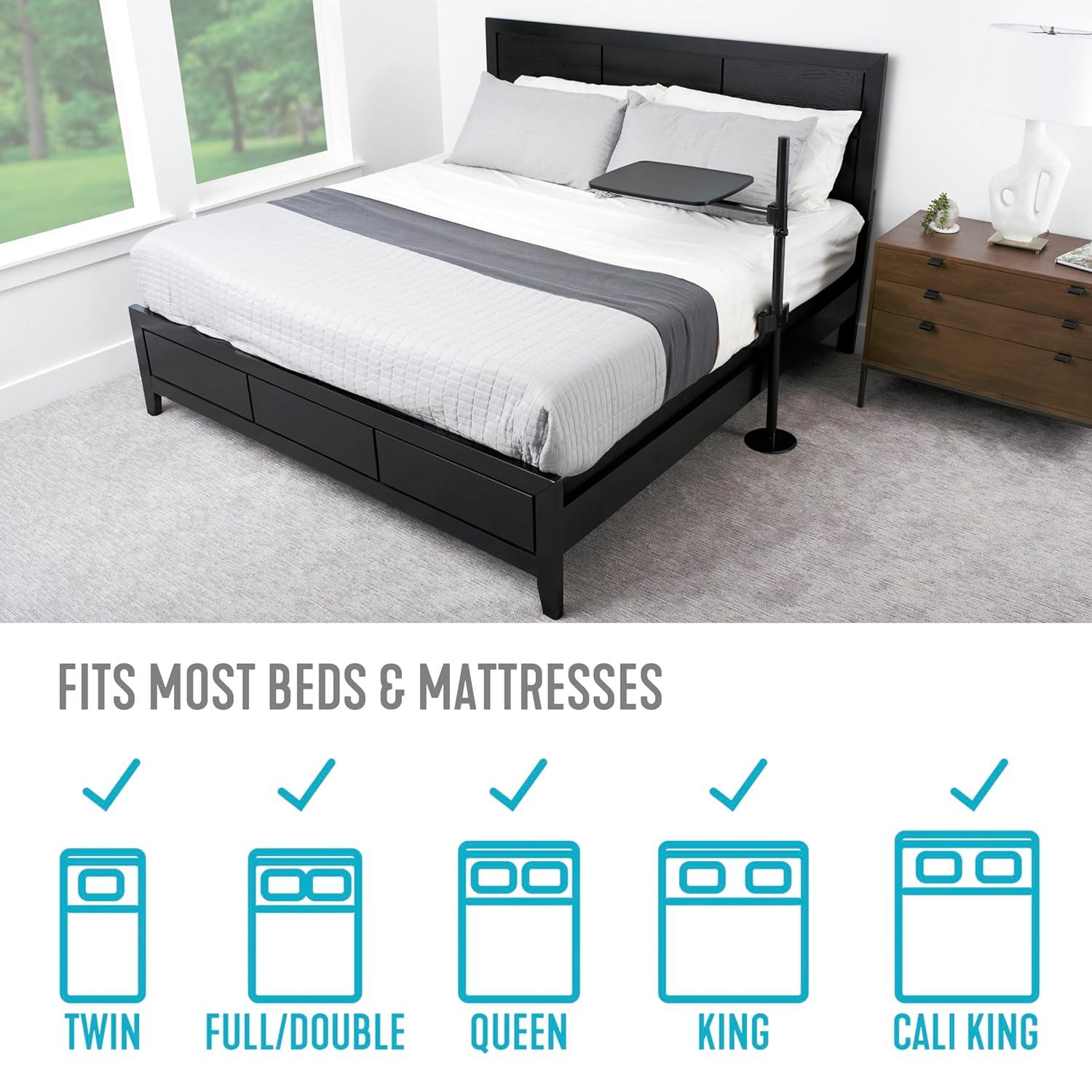 Able Life Universal Overbed Table, Adjustable Bedside Swivel Tray & Laptop Desk, Black