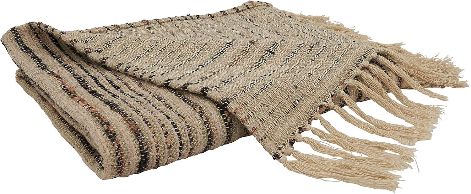 Saro Lifestyle Striped Throw, 50x60 inches, Beige