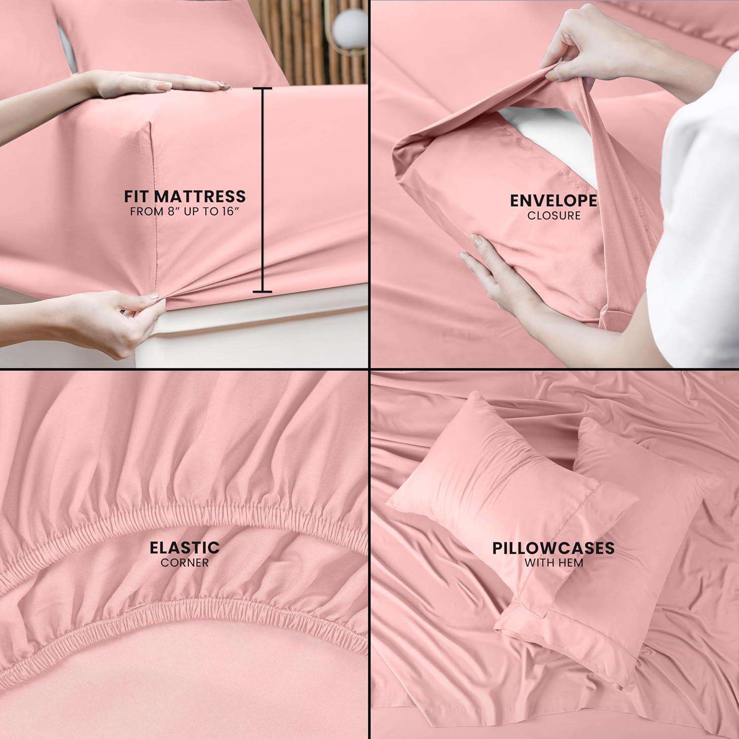 Pink Queen Solid Microfiber 4-Piece Sheet Set