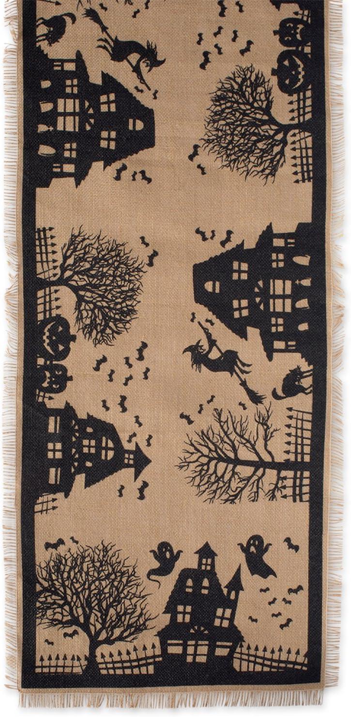 DII Haunted House Burlap Table Runner 14x74