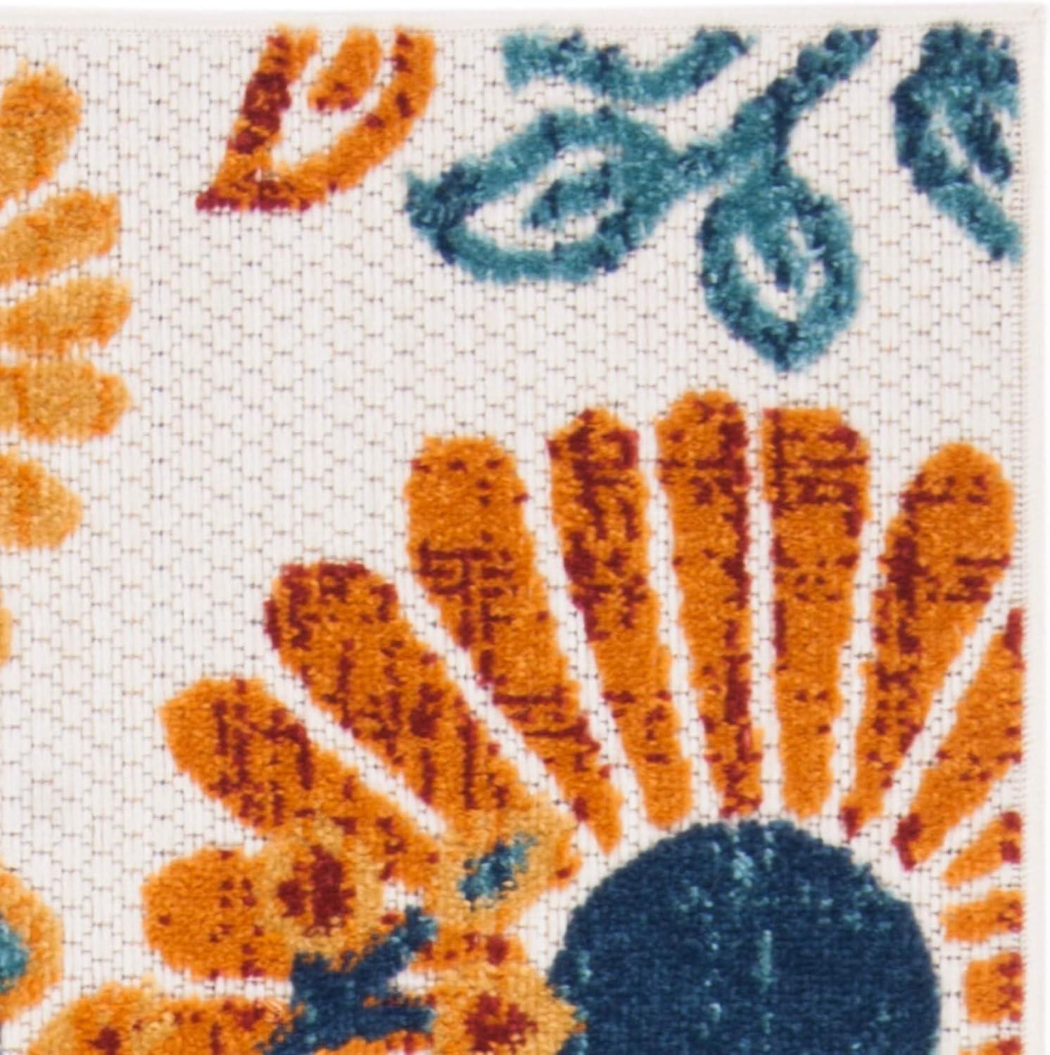 Cabana CBN832 Power Loomed Indoor/Outdoor Area Rug - Creme/Red - 5'3"x7'6" - Safavieh