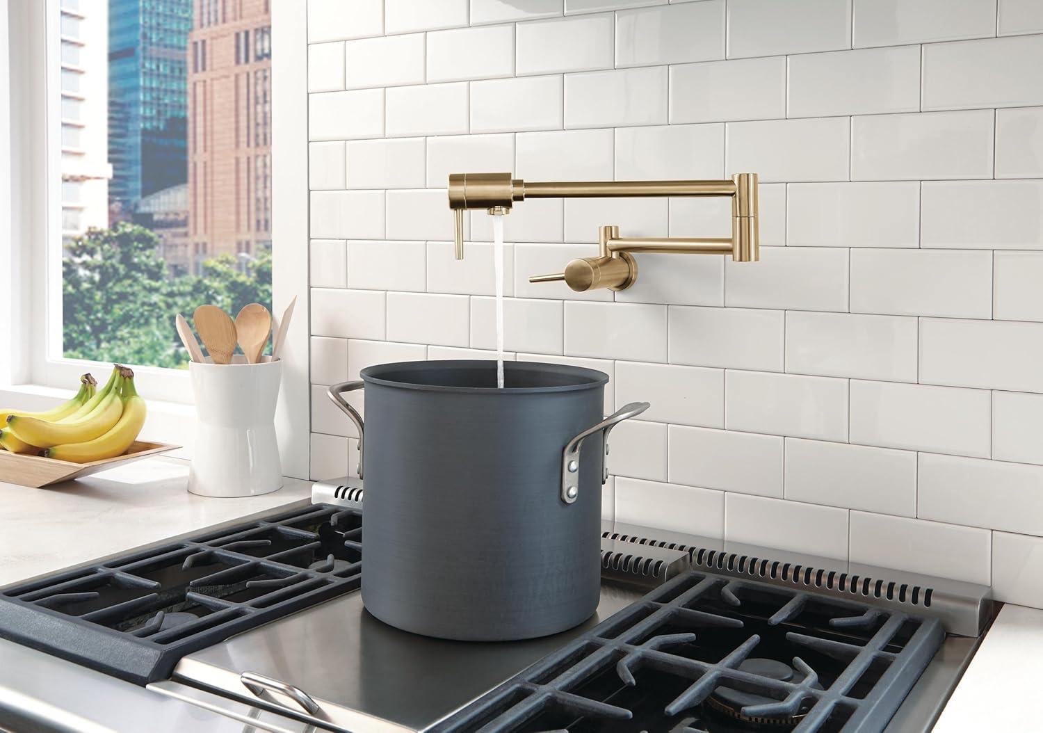 Contemporary Pot Filler Faucet, Wall Mount Pot Filler Kitchen Faucet