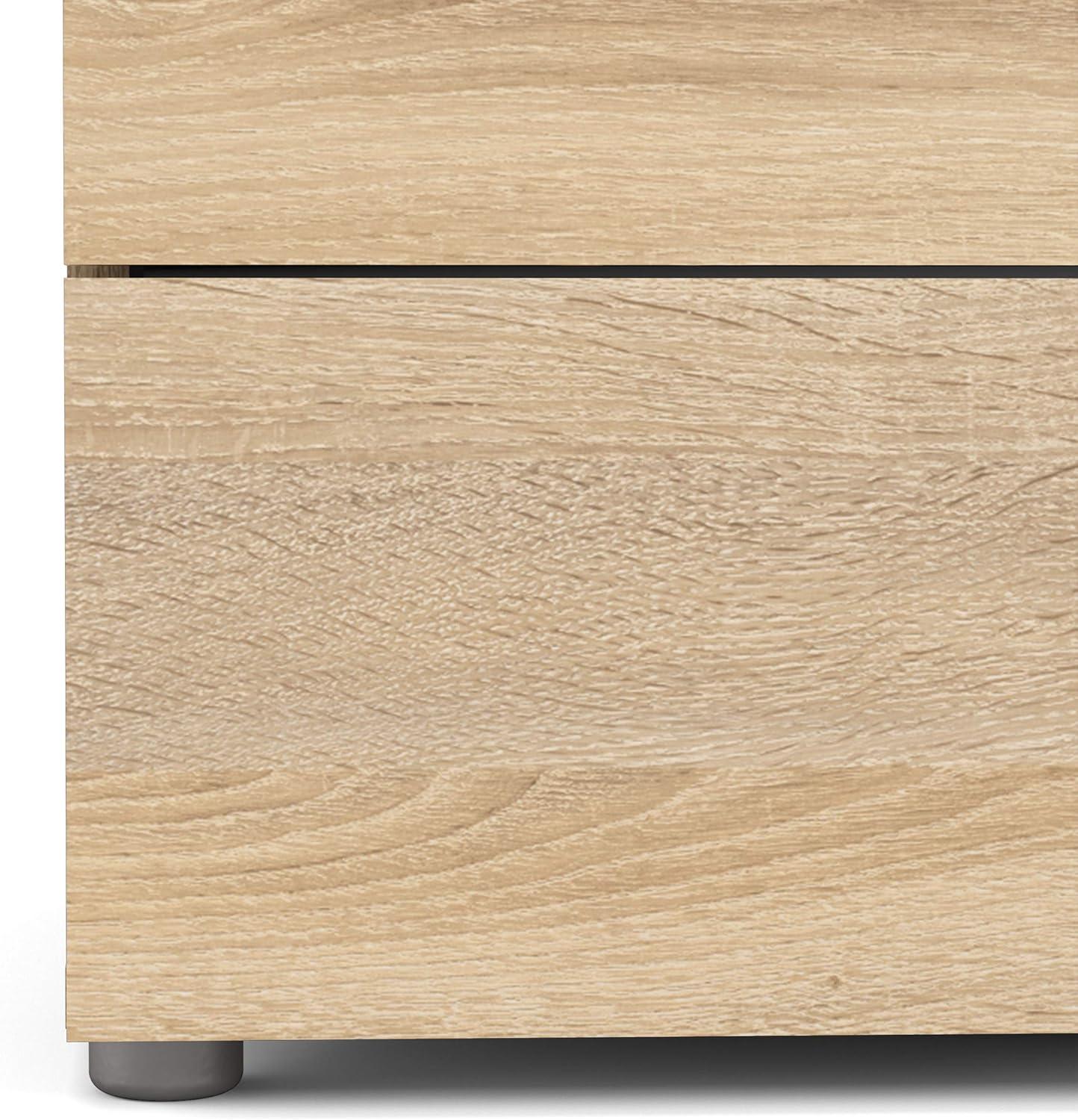 Austin Oak 4-Drawer Chest with Silver Handles