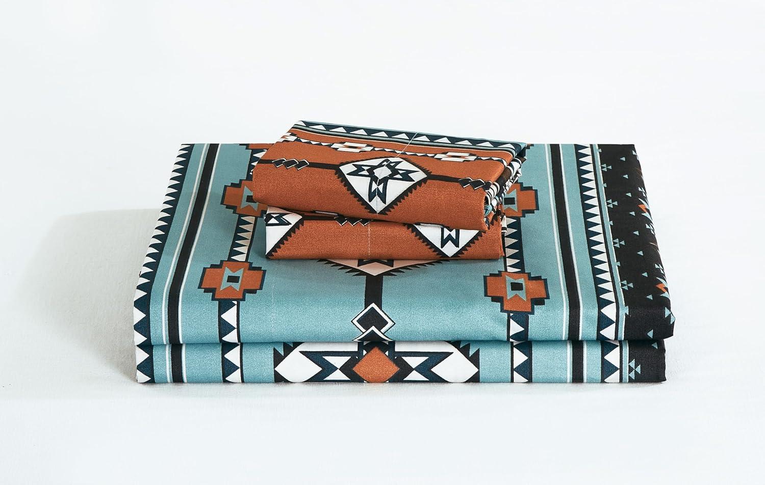 Southwestern Cowboy Rodeo Full Size Multicolor Microfiber Sheet Set