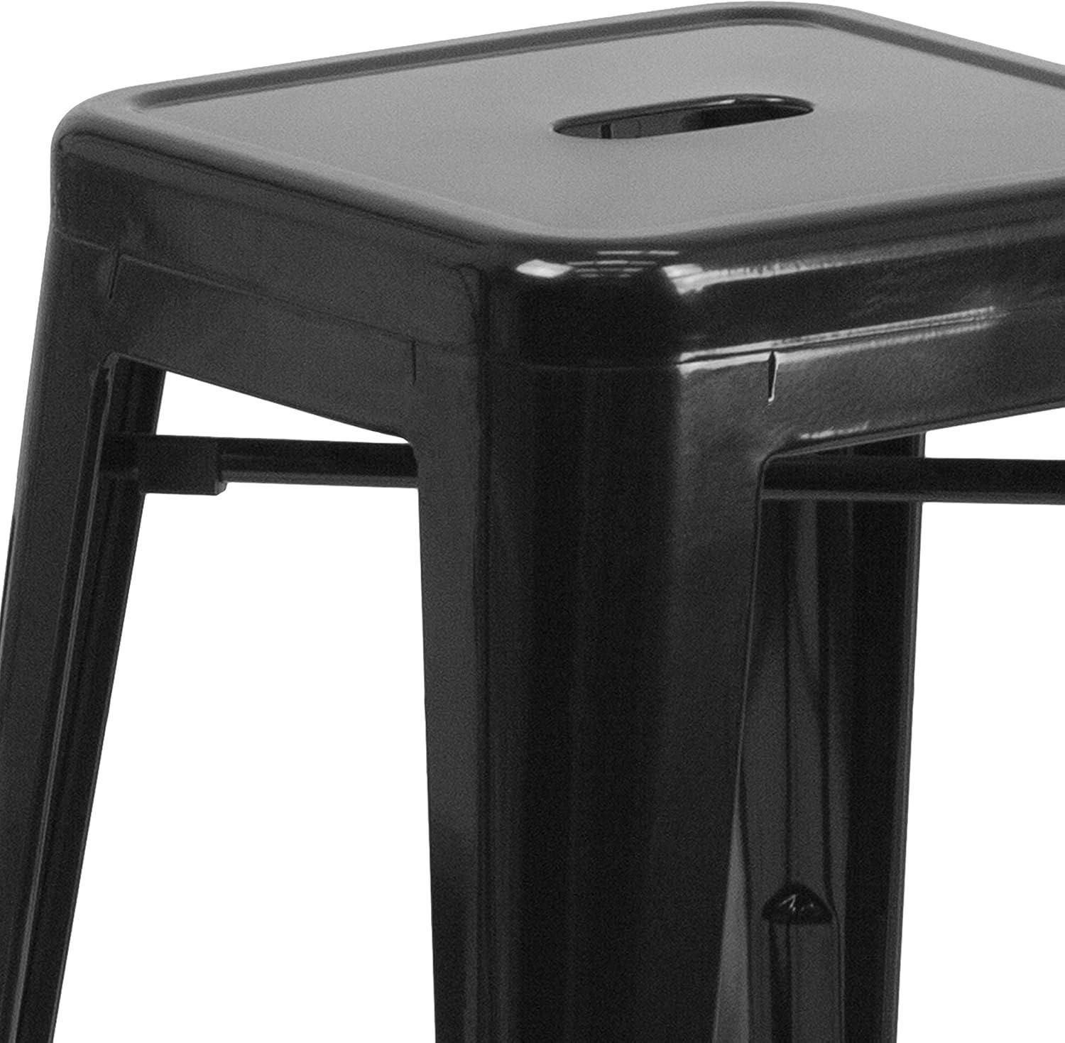 Flash Furniture Commercial Grade 30" High Backless Metal Indoor-Outdoor Barstool with Square Seat