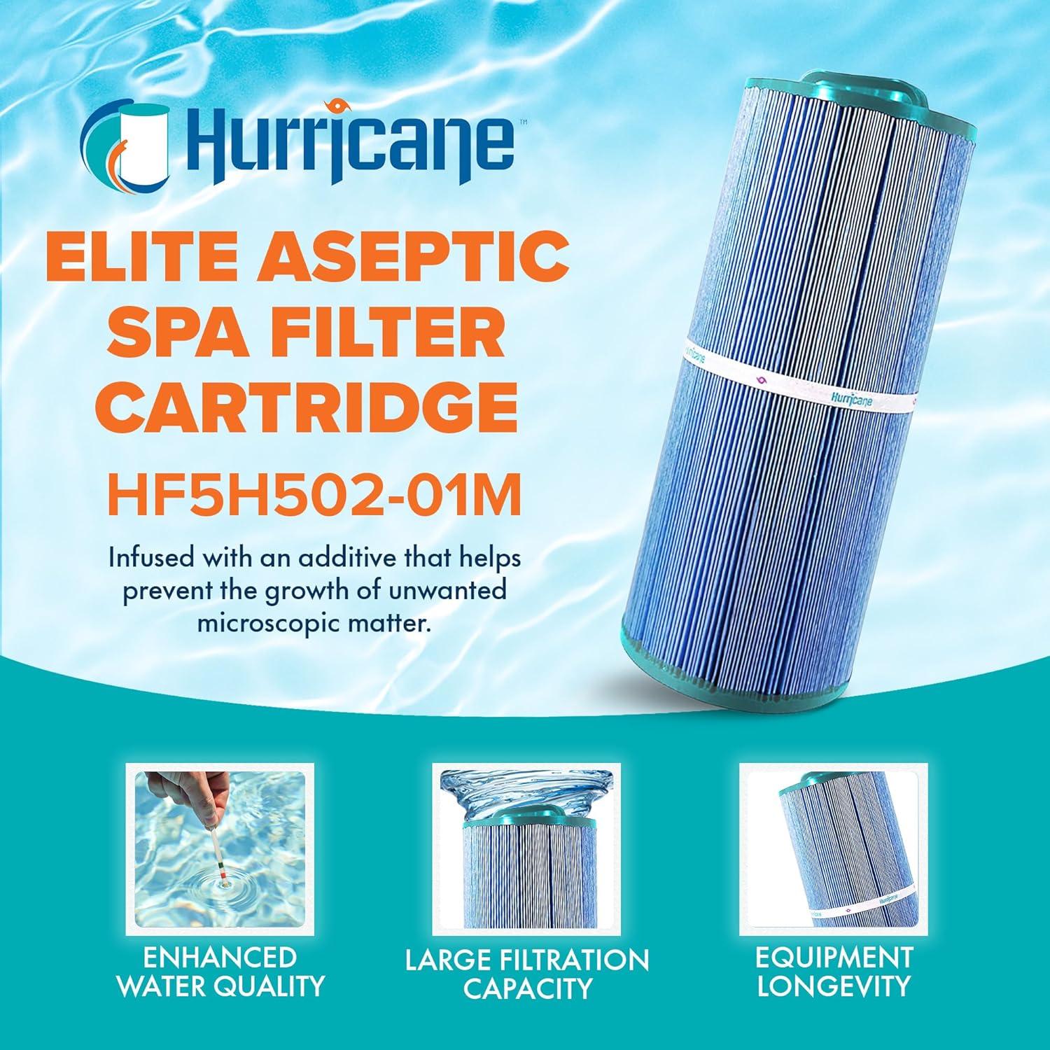 Hurricane HF5H502-01M Elite Aseptic Spa Filter Cartridge Replacement for PPM50SC-F2M, Unicel 5CH-502, Filbur FC-0195, Pacific Marquis Spas