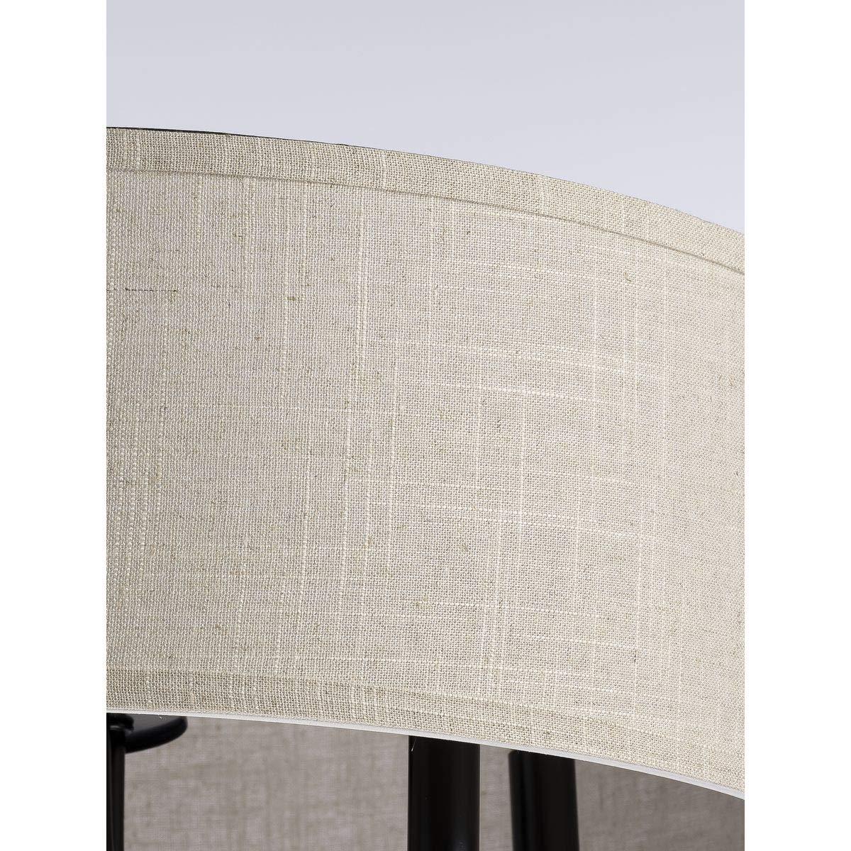 Progress Lighting, Drum Shade Collection, 5-Light Pendant, Black Finish, Harvest Linen Shade