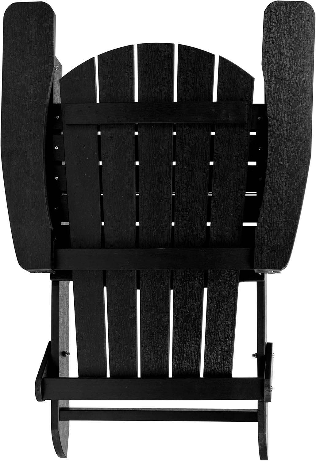 Flash Furniture Charlestown All-Weather Poly Resin Indoor/Outdoor Folding Adirondack Chair in Black