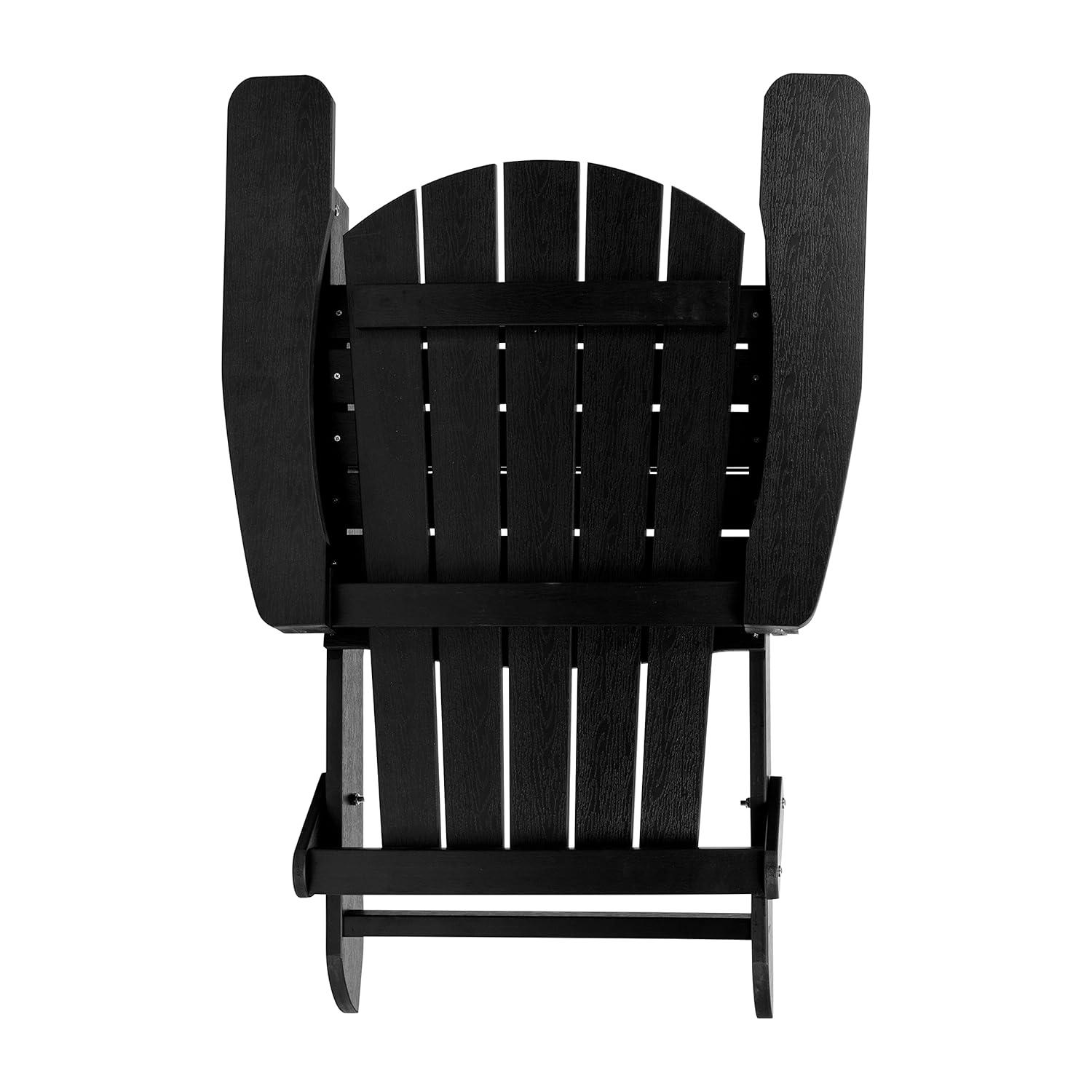 Flash Furniture Charlestown All-Weather Poly Resin Indoor/Outdoor Folding Adirondack Chair in Black