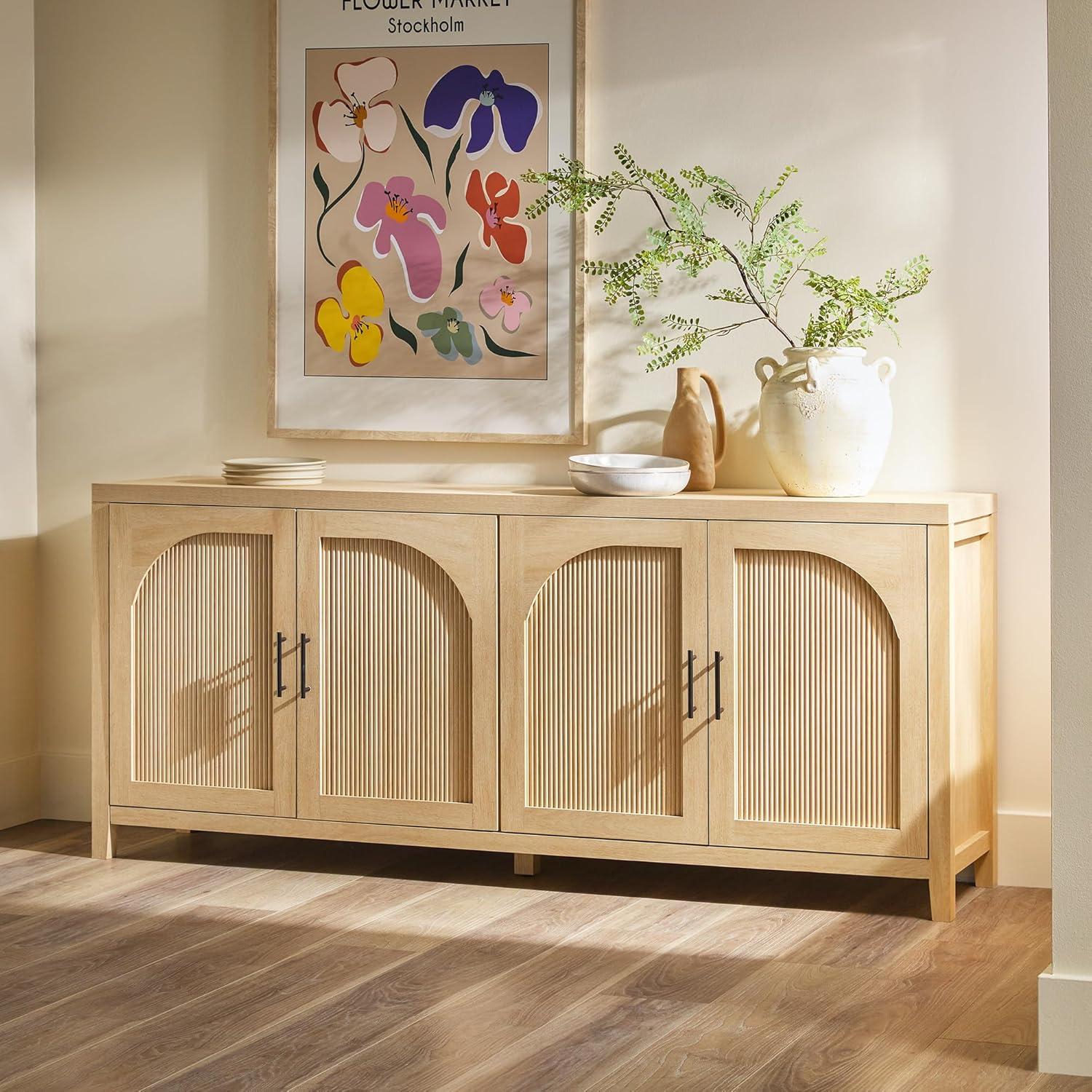 Millwood Pines Eilisha Modern Reeded Sideboard with Arched Doors