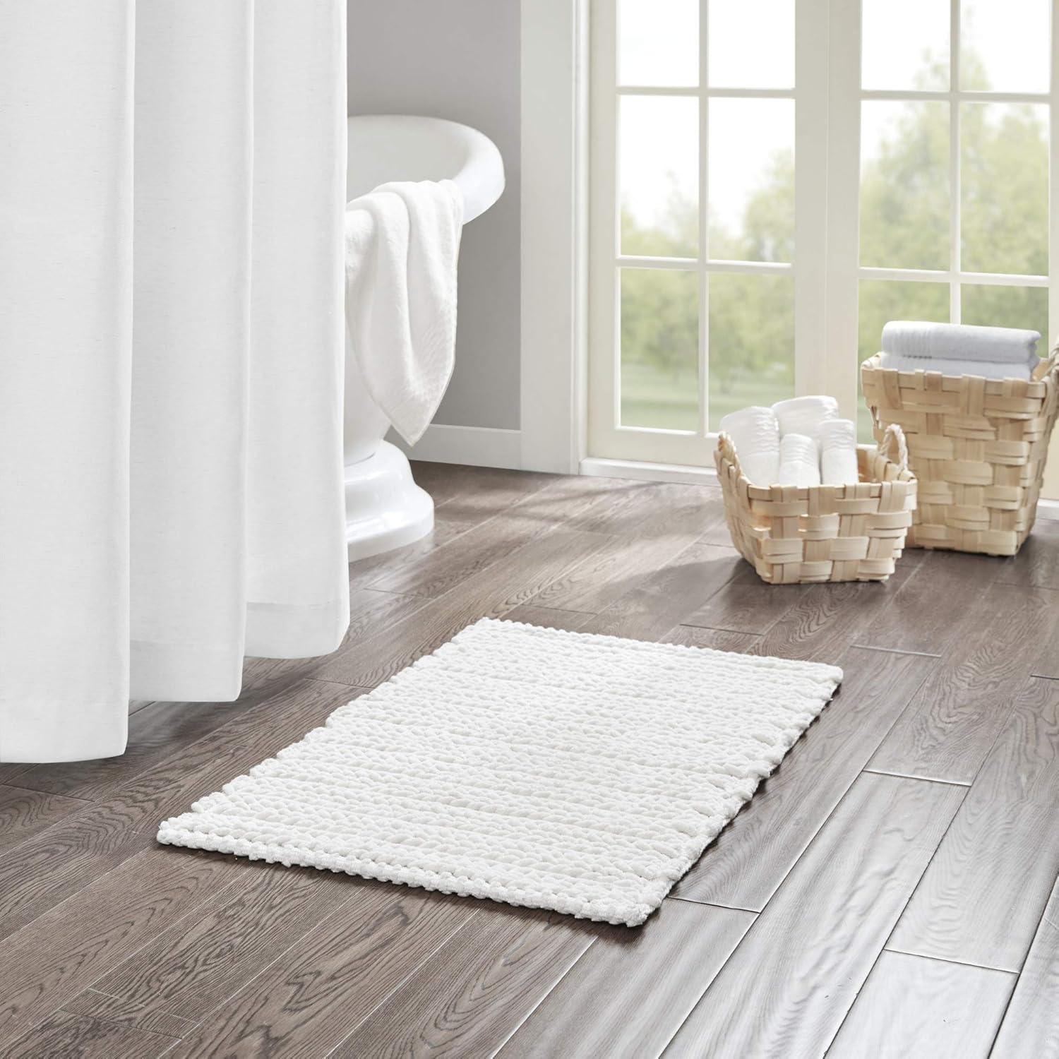 Madison Park Lasso 100% Cotton Chenille Chain Stitch Non-Slip Bath Rug