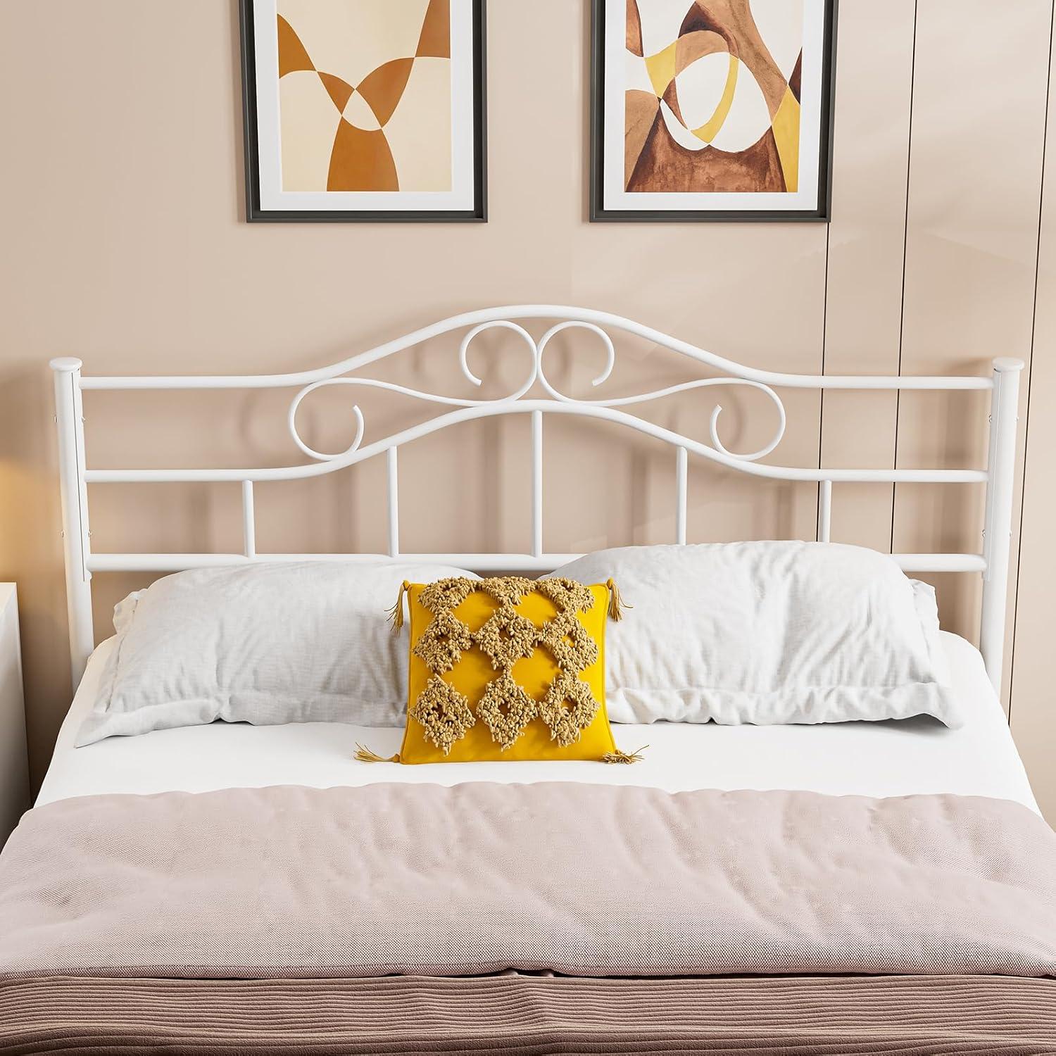 Red Barrel Studio® Anary Metal Headboard, Adjustable Height, Steel Curved Headboard , Farmhouse Scrollwork Design
