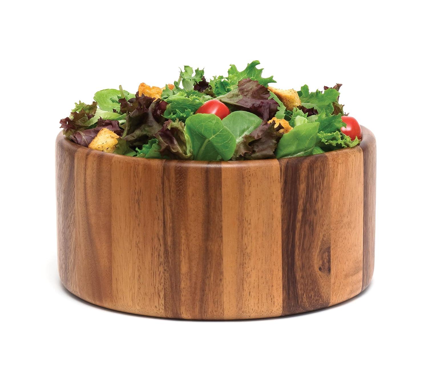 Lipper Acacia Straight Side Bowl With Servers