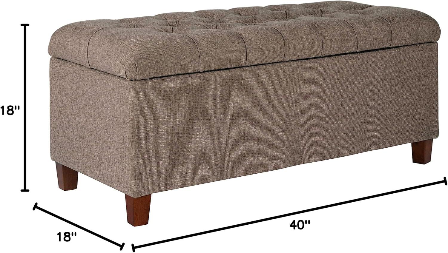 Benjara Textured Fabric Upholstered Tufted Wooden Bench With Hinged Storage, Brown