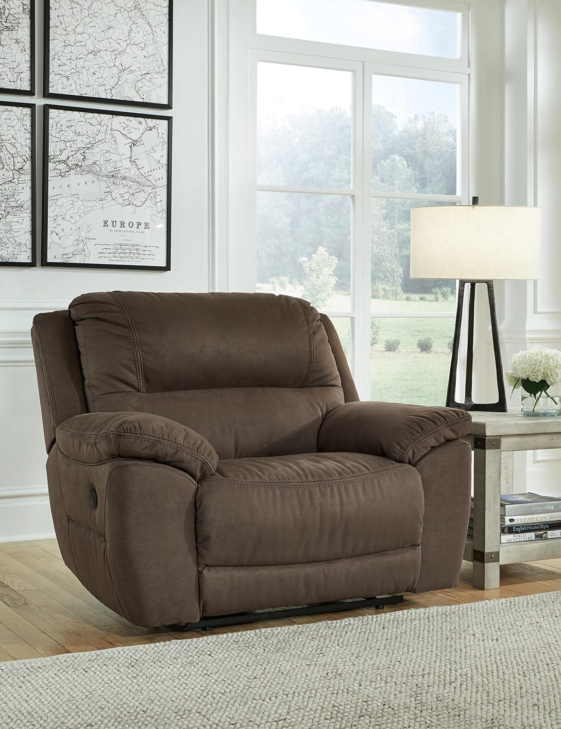 Ashley Furniture Next-Gen Gaucho Zero Wall Faux Leather Recliner in Brown