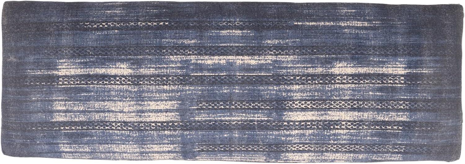LR Home Bryant 47" Upholstered Accent Bench, Blue Abtsract