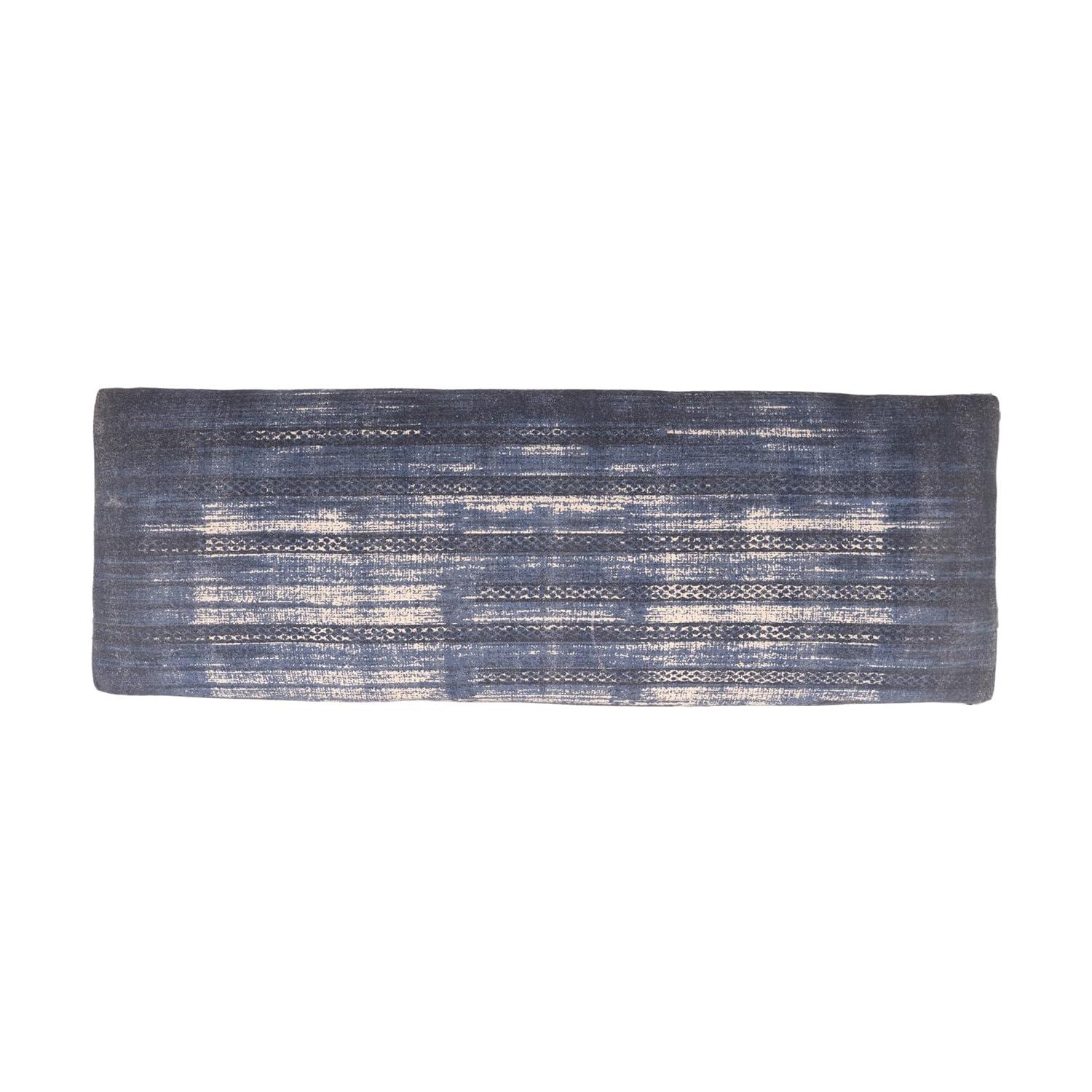 LR Home Bryant 47" Upholstered Accent Bench, Blue Abtsract