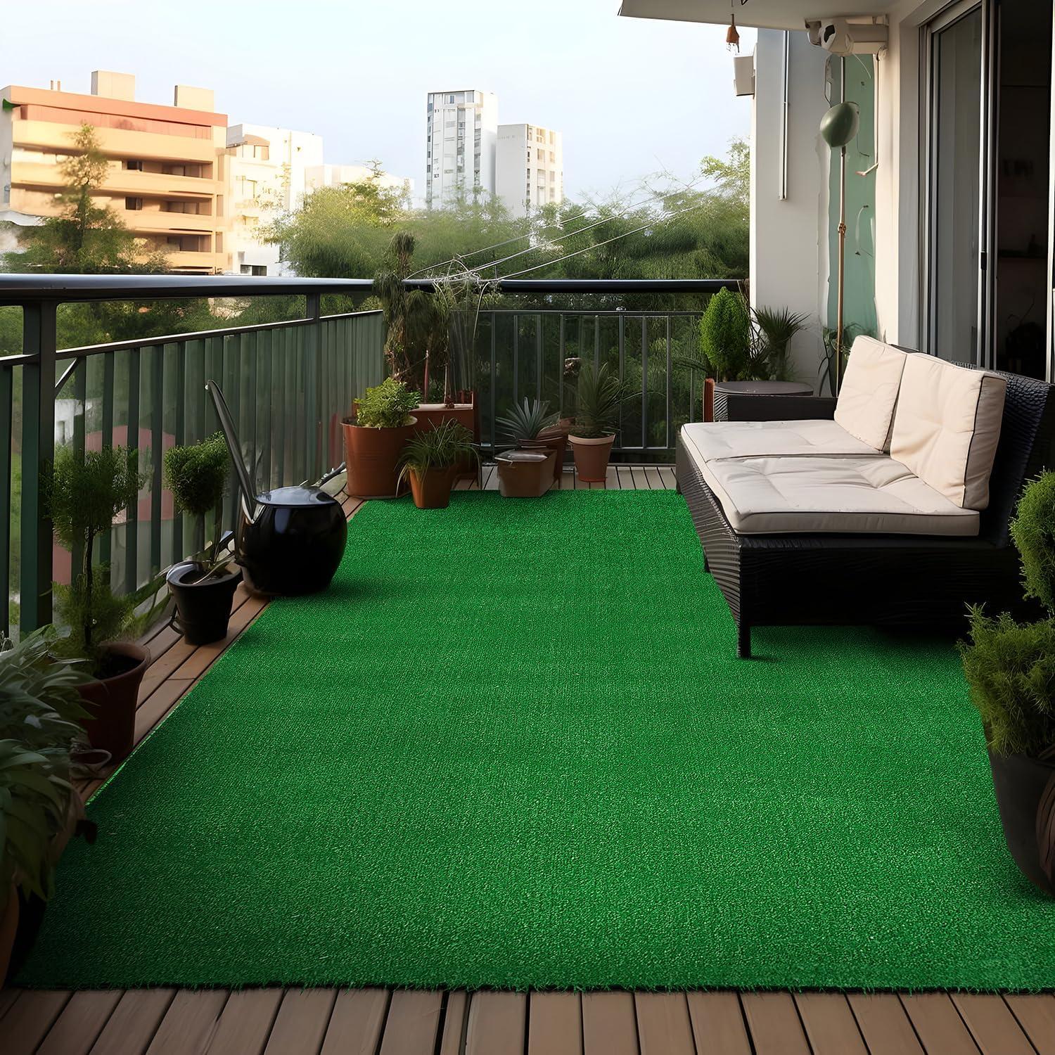 World Rug Gallery Artificial Turf Solid Grass Indoor Outdoor Area Rug