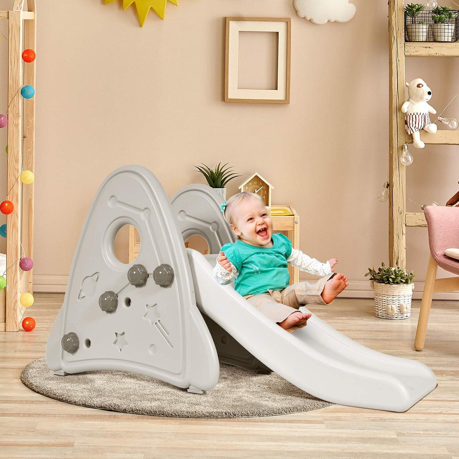 Costway Baby Slide Indoor First Play Climber Slide Set for Boys Girls Gray