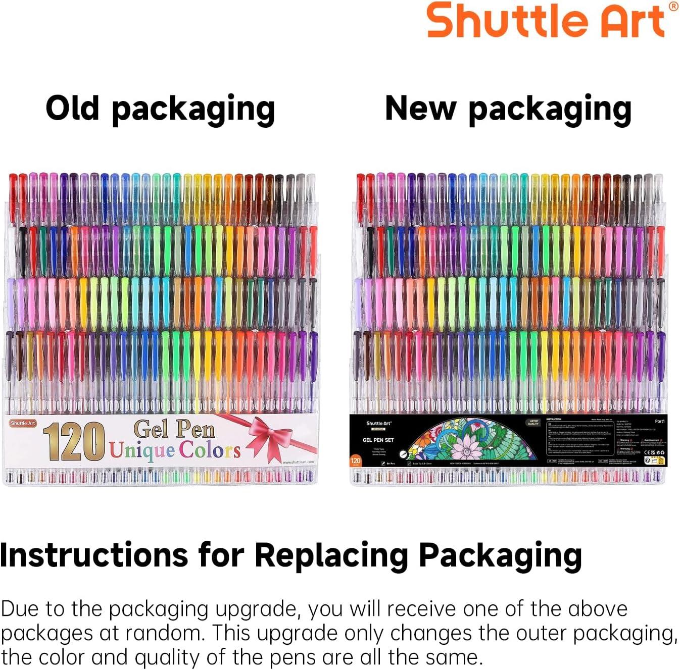 Shuttle Art 120 Unique Colors (No Duplicates) Gel Pens Colored Gel Pen Set for Adult Coloring Books Art Markers