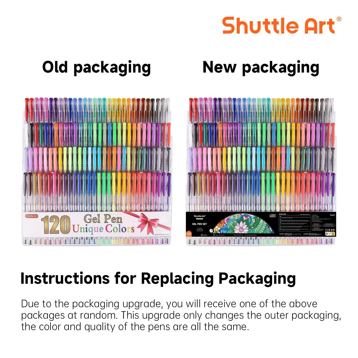 Shuttle Art 120 Unique Colors (No Duplicates) Gel Pens Colored Gel Pen Set for Adult Coloring Books Art Markers