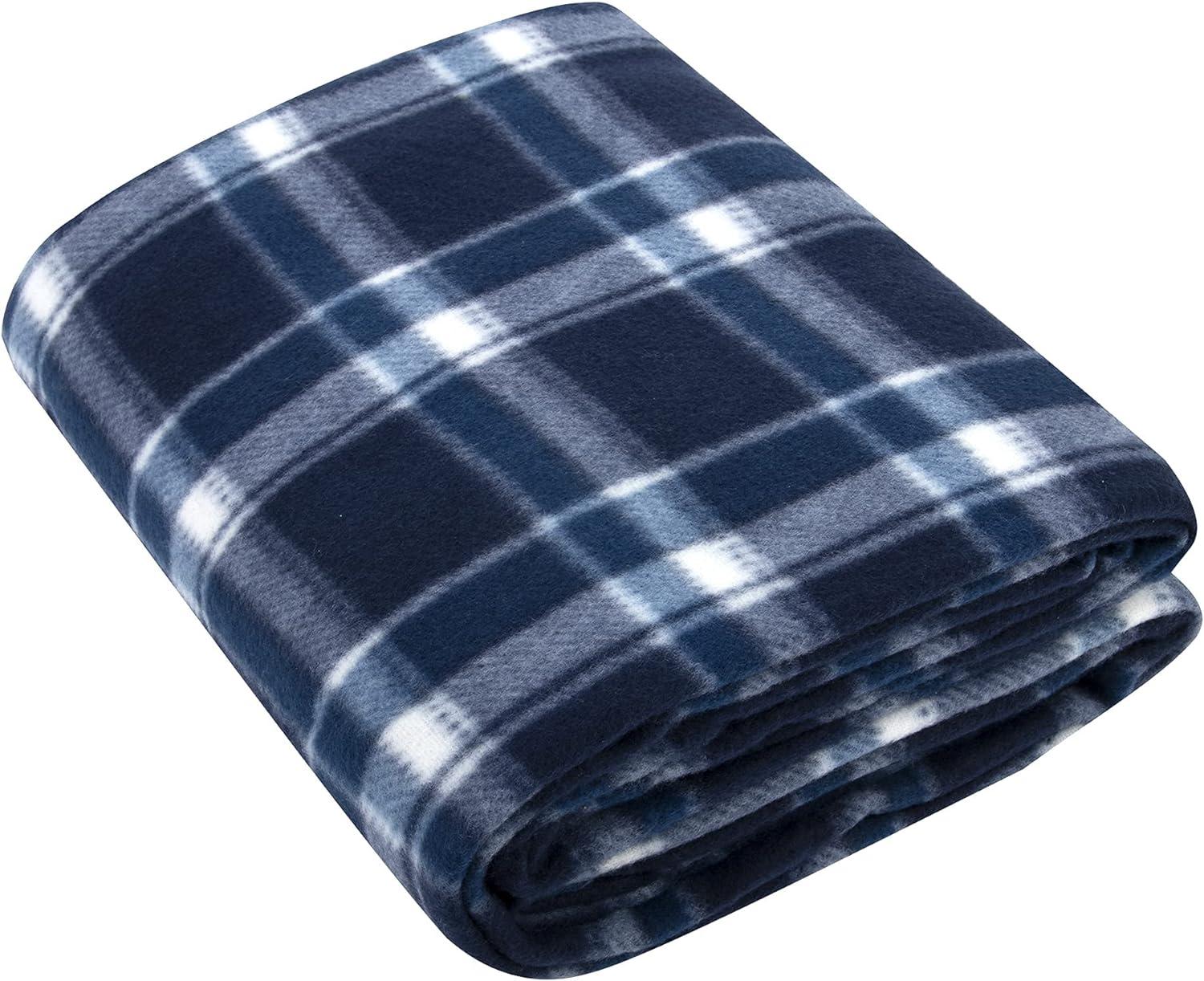 Single Plaid Color 60”L x 50”W Fleece Throw Blanket for Fall, Winter, Spring, Summer, Men, Women, Children & Pets in Blue Plaid