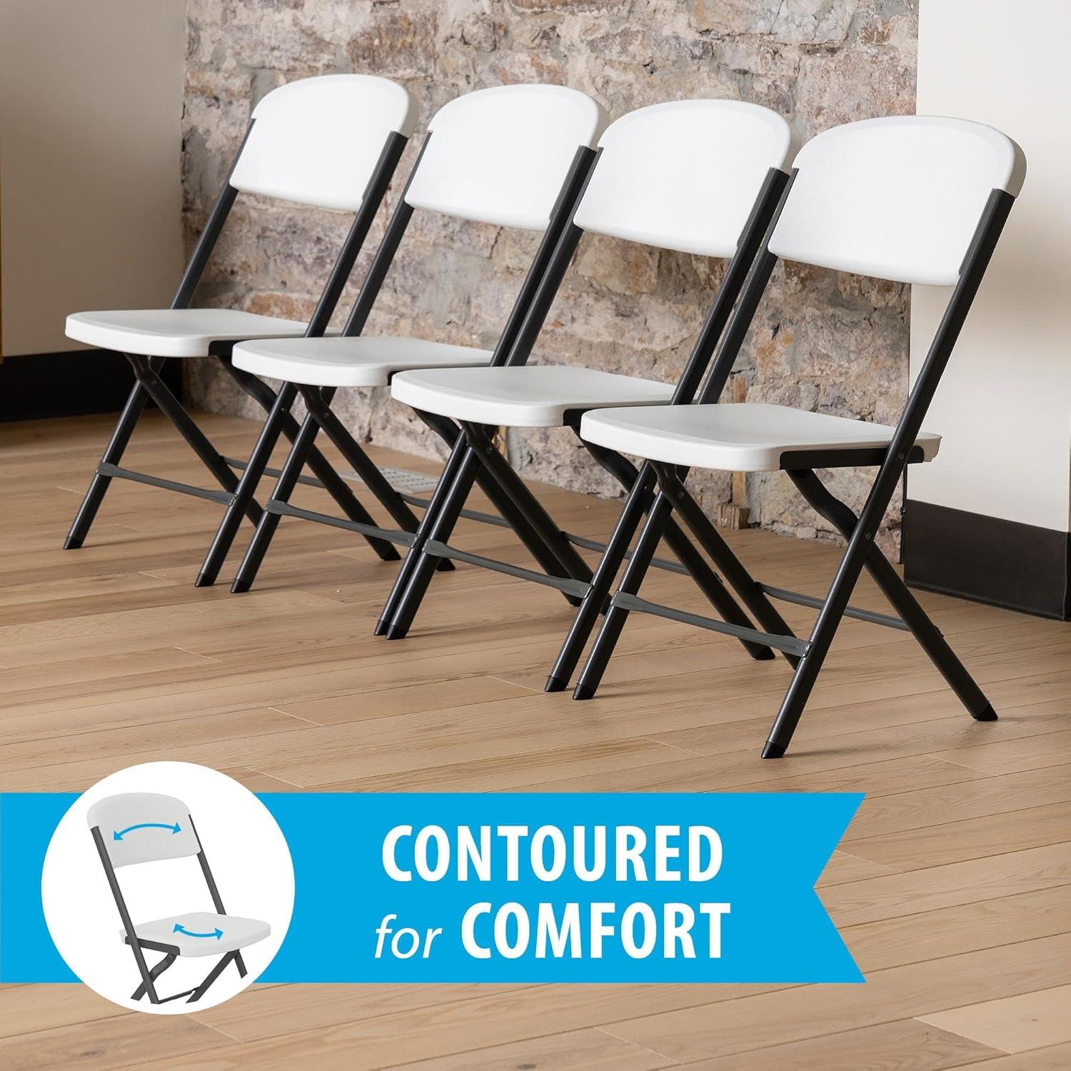 Lifetime Polyethylene Folding Chair - 4 Pack, Indoor/Outdoor (Commercial Grade)- White (81158)