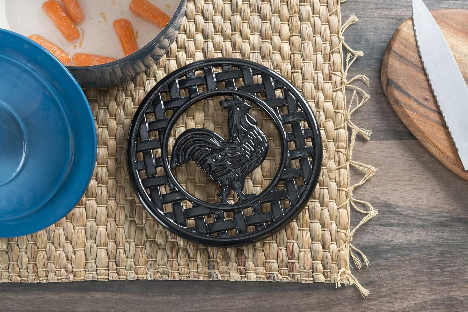 Home Basics Cast Iron Rooster (Black) Trivet, 8" x 8" x .62" C43