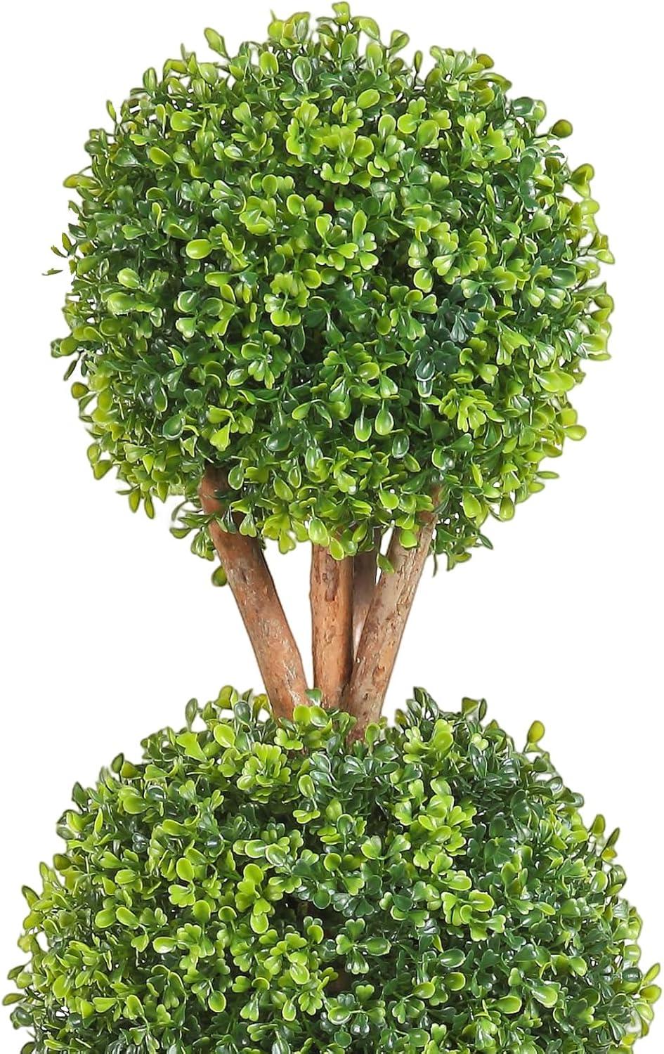 48" Green Plastic Boxwood Topiary with LED Lights