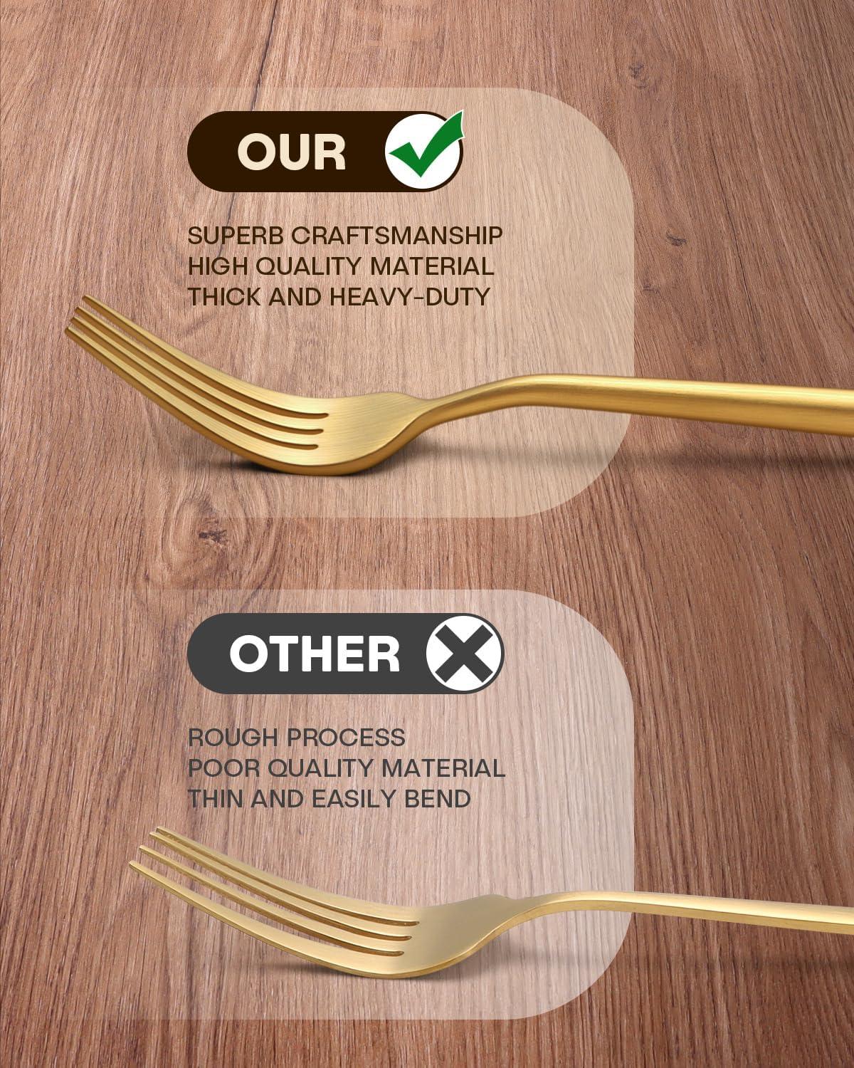 Everly Quinn 30-Piece Gold Silverware Set, Flatware Set For 6, Food-Grade Stainless Steel Cutlery Set, Includes Spoons Forks Knives, Kitchen Cutlery For Home Office Restaurant Hotel