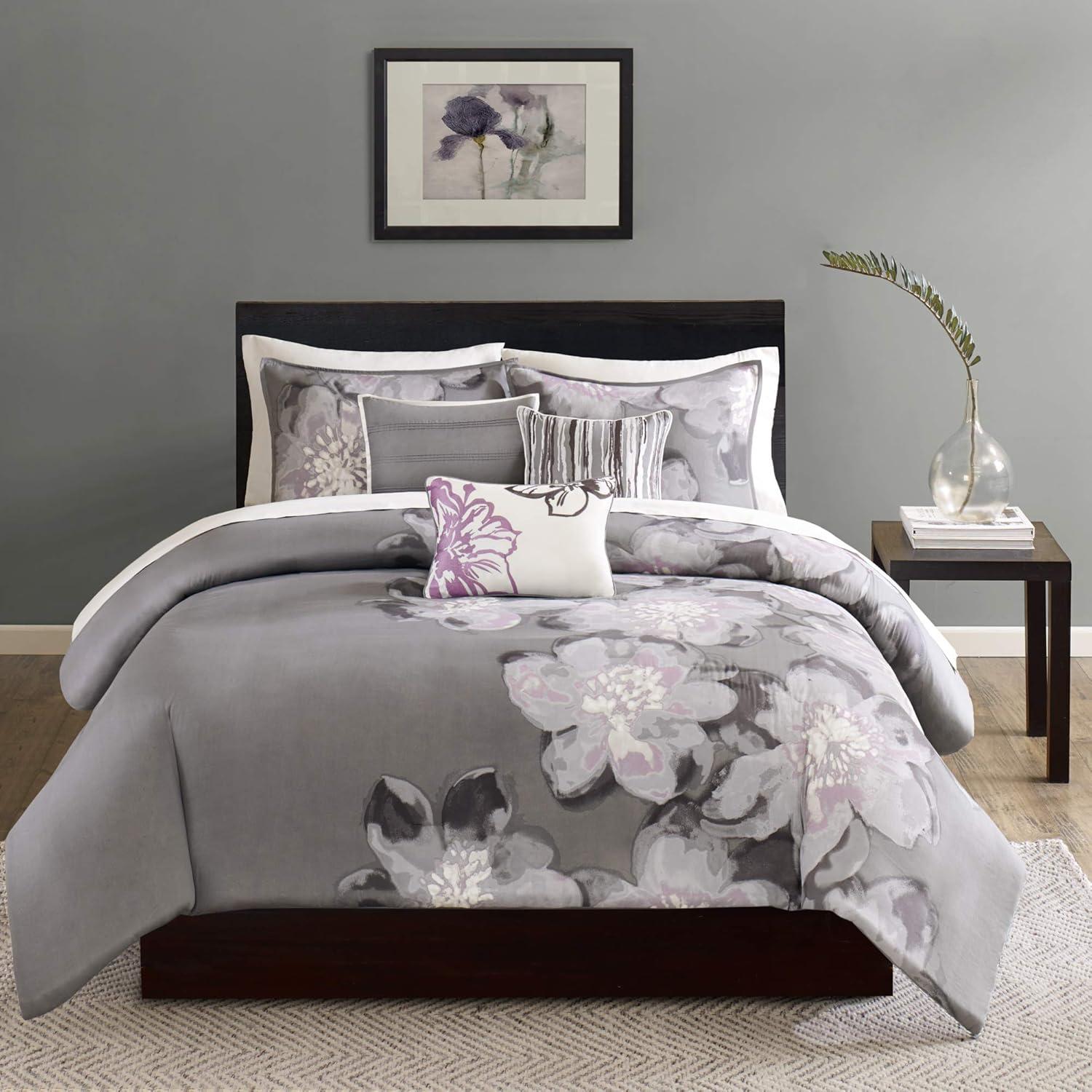 Gray Reversible Modern & Contemporary 6 Piece Duvet Cover Set