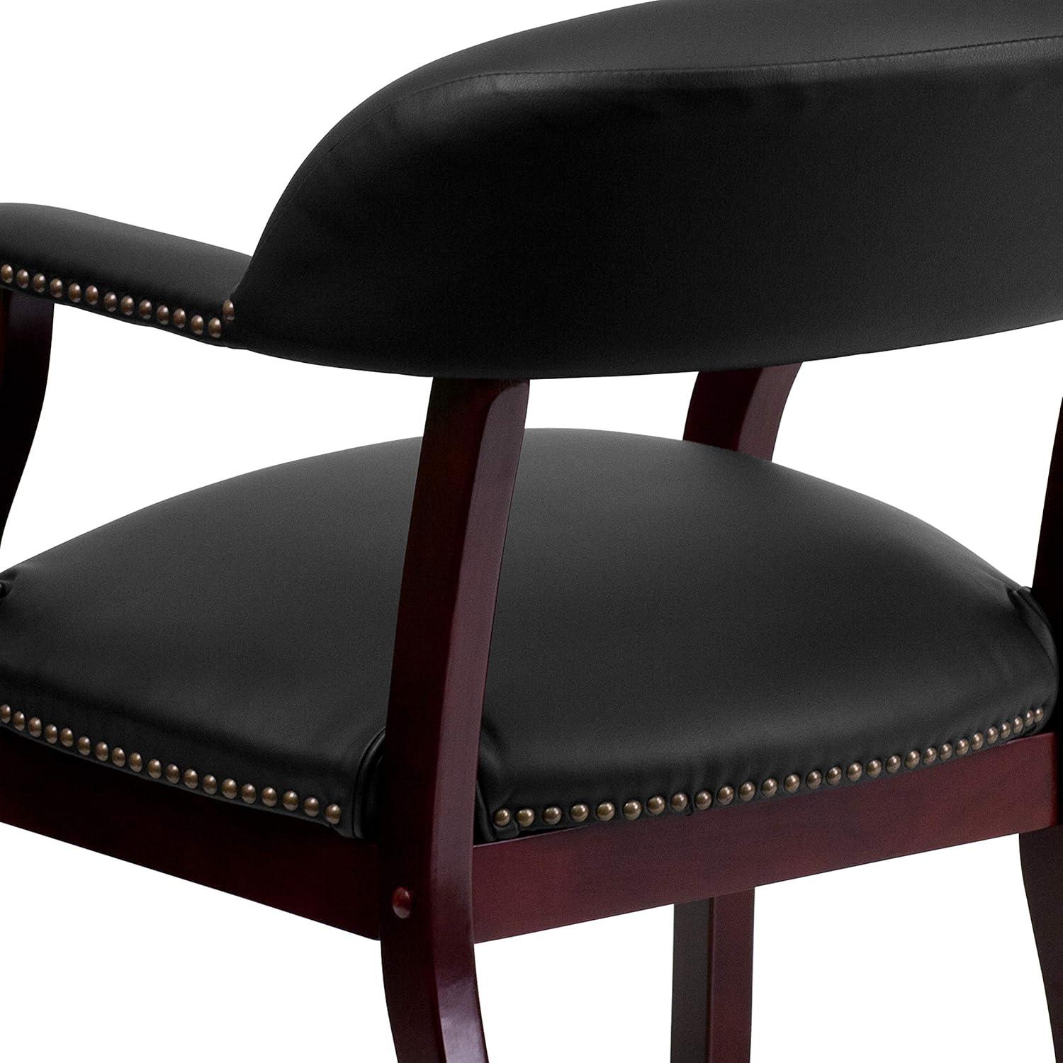 Elegant Black LeatherSoft Conference Chair with Brass Nail Accents