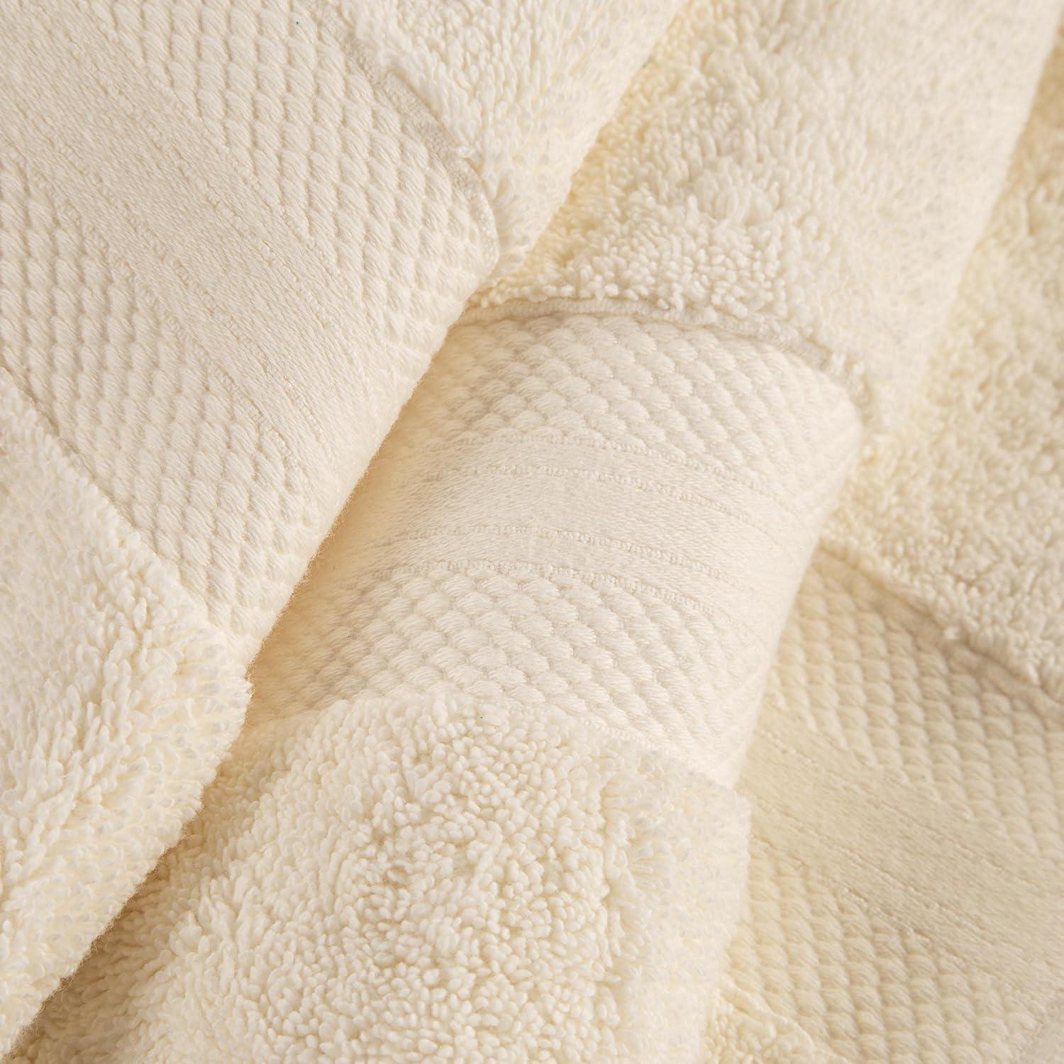 Superior Aria Turkish Cotton Solid Heavyweight Ivory Bath Towel Set of 2