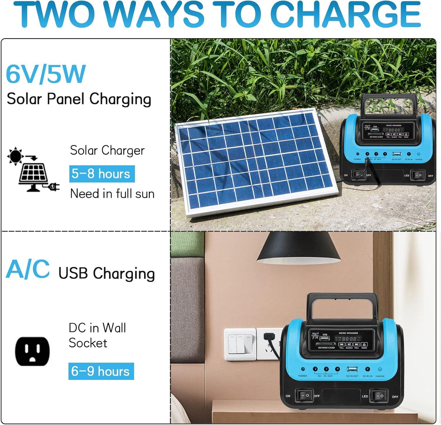 Solar Generator with Panel,Solar Power Generators Portable Power Station with Flashlight,Emergency Power Supply for Home Use Camping Hunting Emergency(Green)
