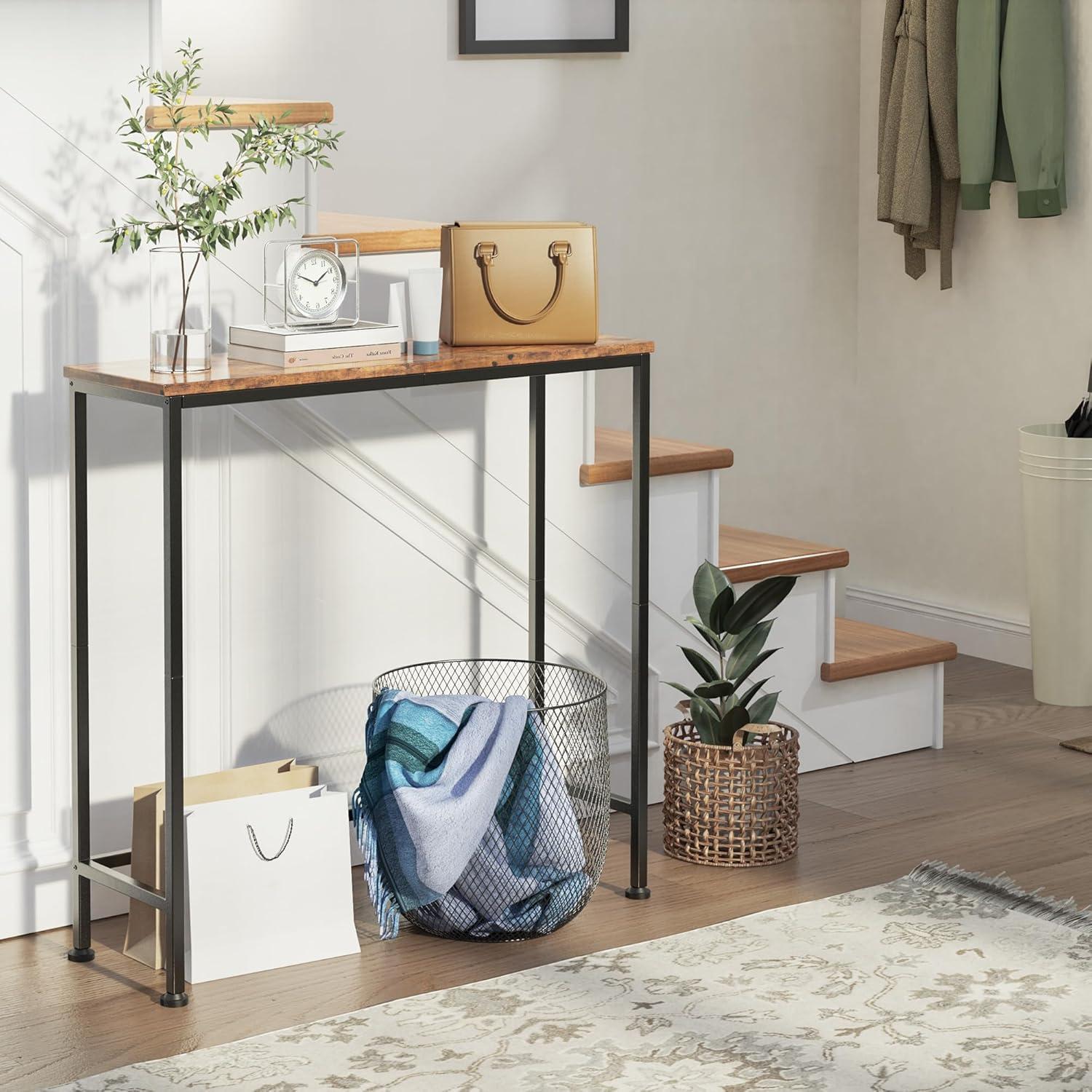 Narrow Console Table, 29.5" Small Entryway Table, Thin EntranceTable, Sofa Table, Behind Couch Table, DisplayTable, for Hallway, Bedroom, Living Room, Foyer, Corridor, Office, Rustic Brown