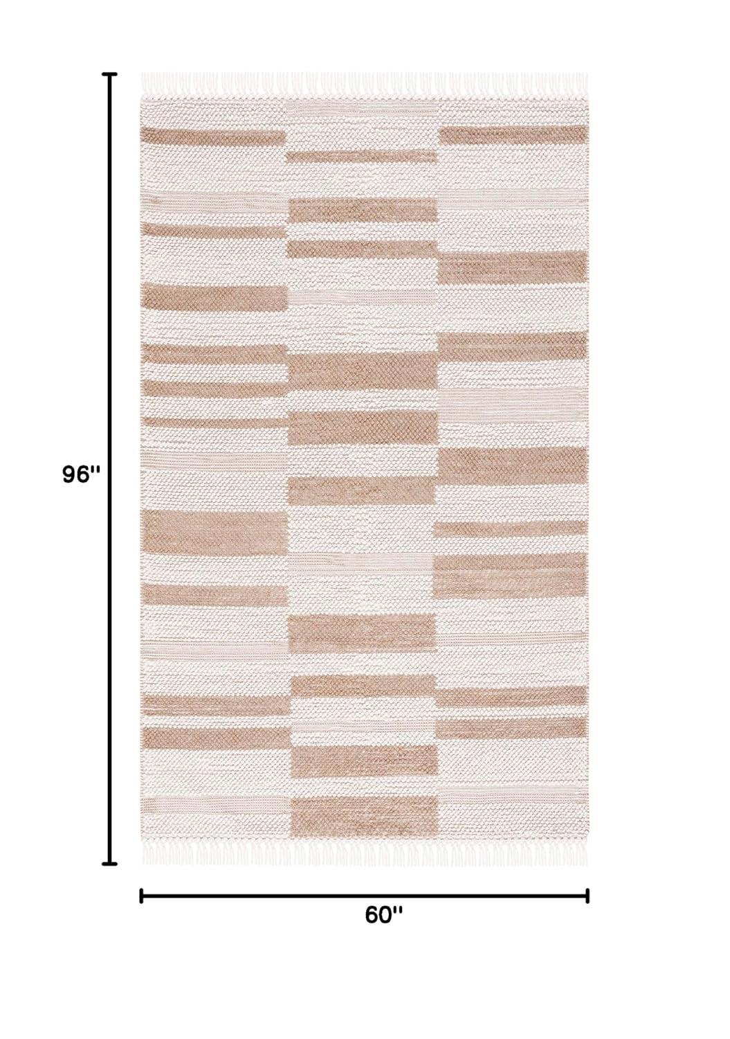 Natura NAT225 Flat Weave Indoor Area Rug - Ivory/Light Brown - 5'x8' - Safavieh