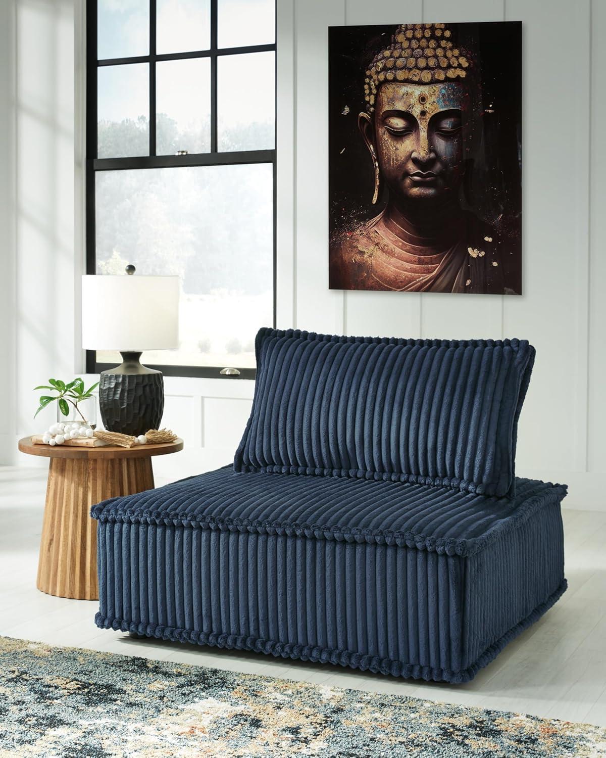 Navy Blue Polyester Modular Accent Chair