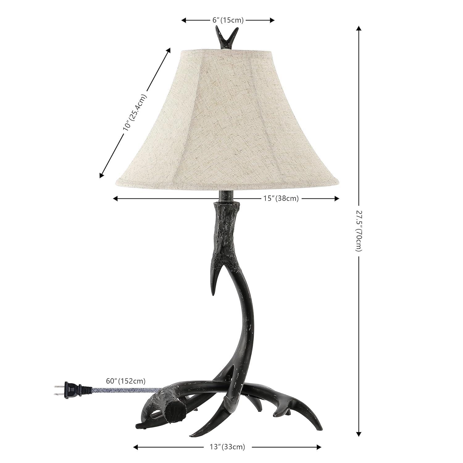 JONATHAN Y JYL6305C Antler 27.5" Rustic Resin LED Table Lamp, Traditional for living room, dinning room, bedroom, office Bulb Included, Black