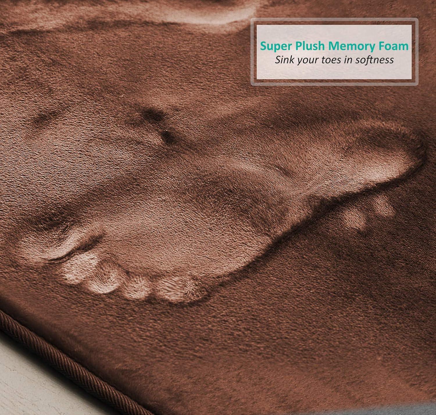 Clara Clark Ultra Soft and Absorbent Memory Foam Bath Rug Set with Non-Slip Backing
