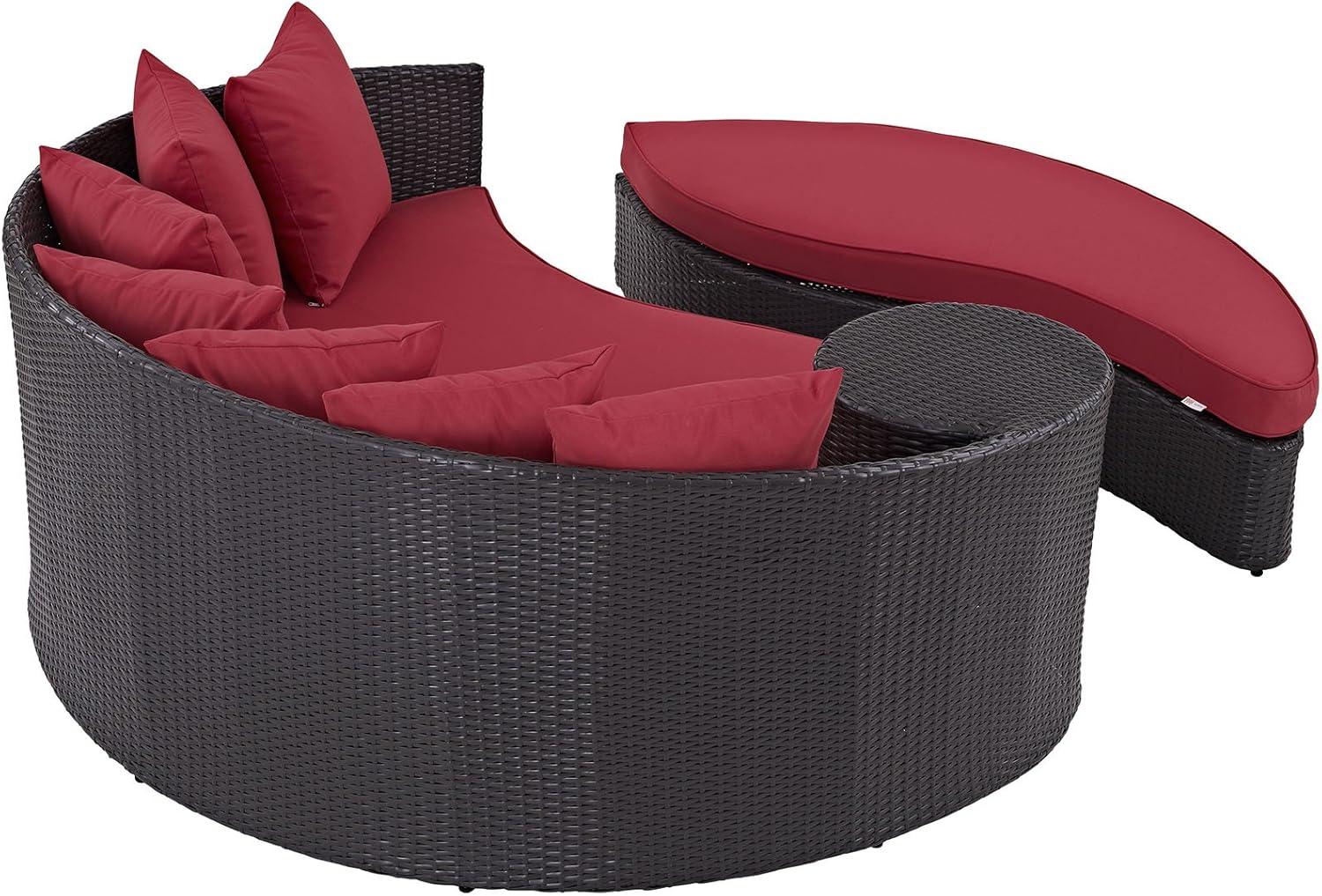 Modway Convene Aluminum and Rattan Patio Daybed in Espresso/Red