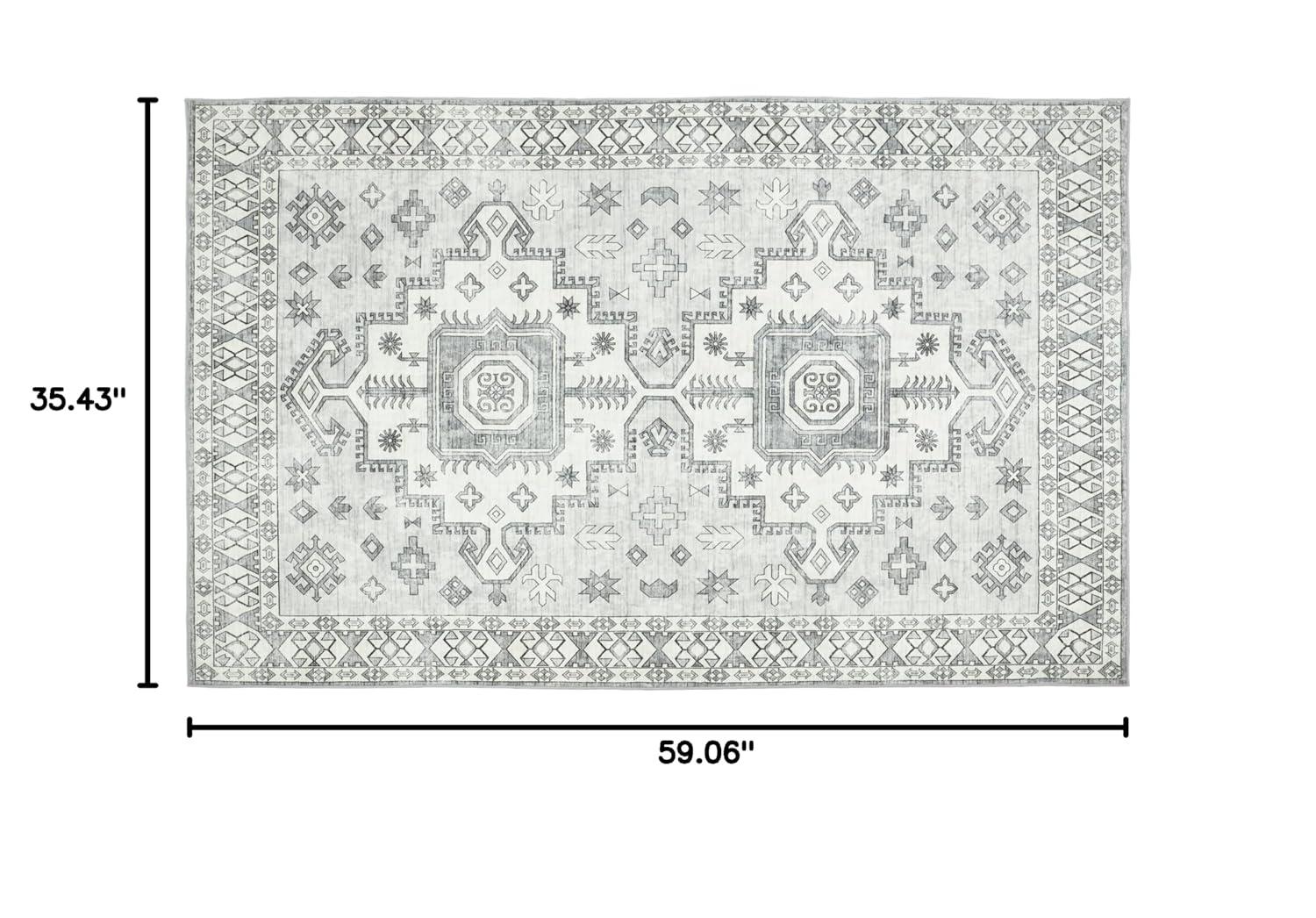Eternal Soft Washable Rug, Gray, Kid and Pet Friendly, Rich Construction with Traditional Allure, High Traffic Durable, Great for Living Room, Bedroom, 3x5