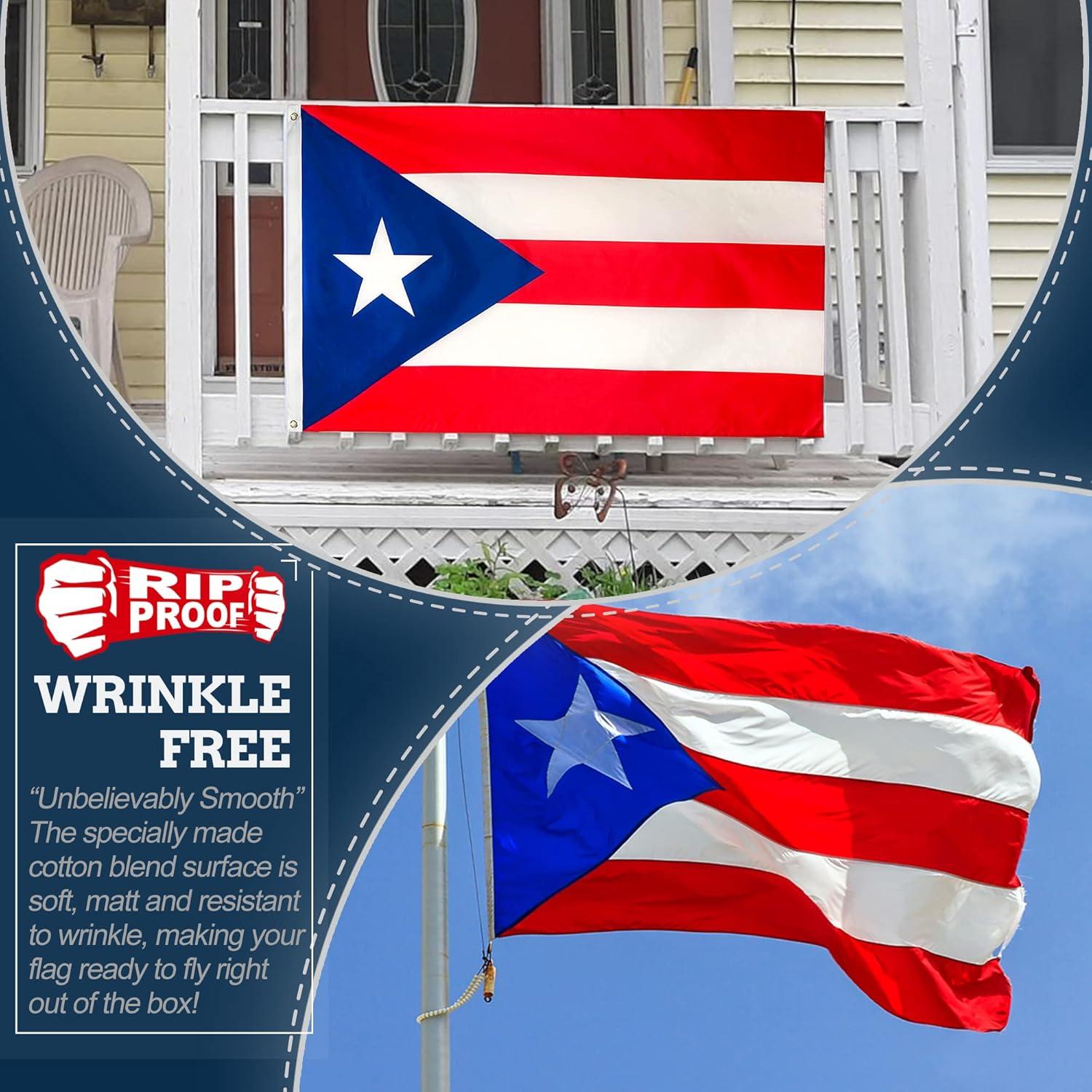 Anley 3' x 5' Puerto Rican National Outdoor Flag, Double-Sided