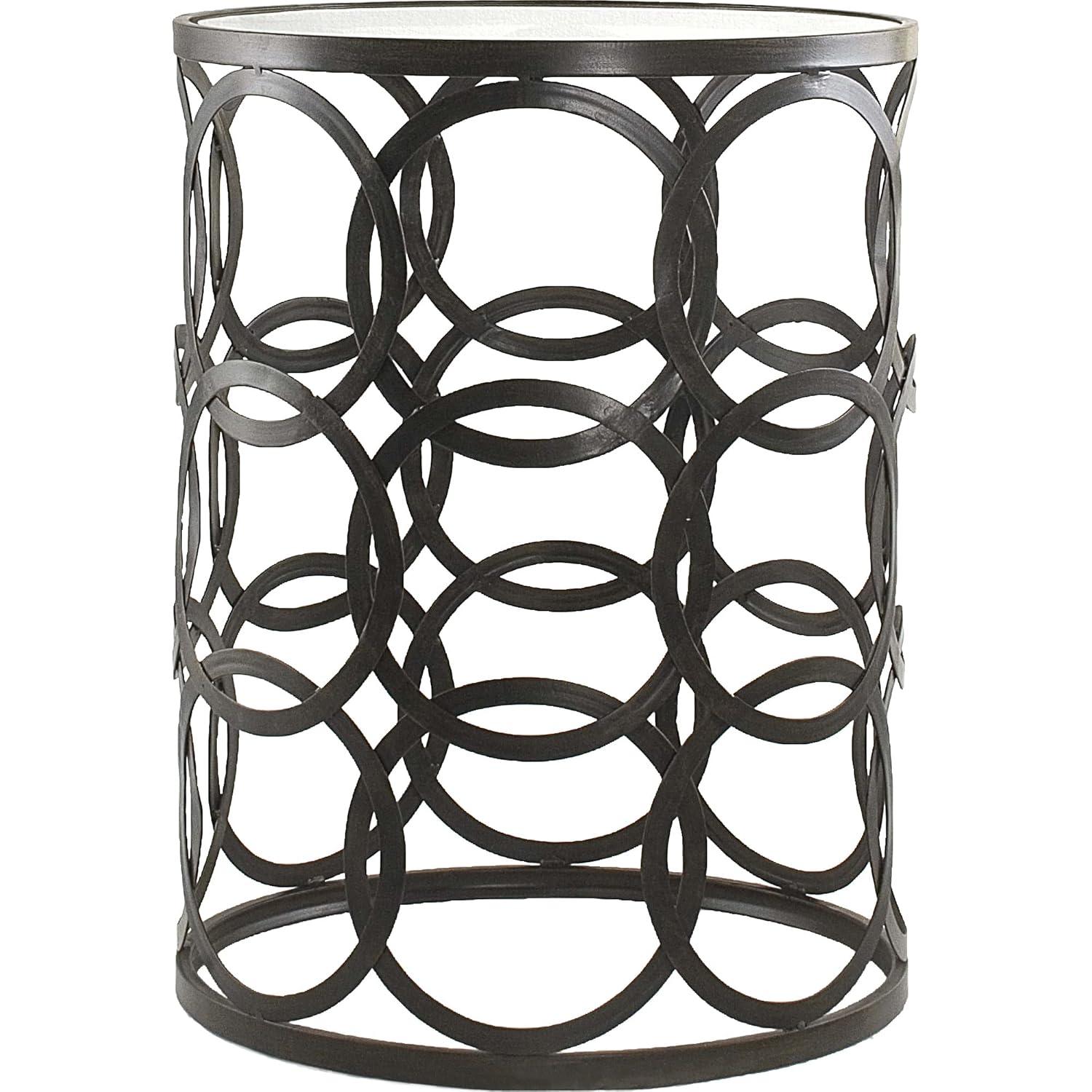 FirsTime & Co. Interlocking Circles Side Accent Table, 22"H x 16.75"W x 16.75"D, Oil Rubbed Bronze